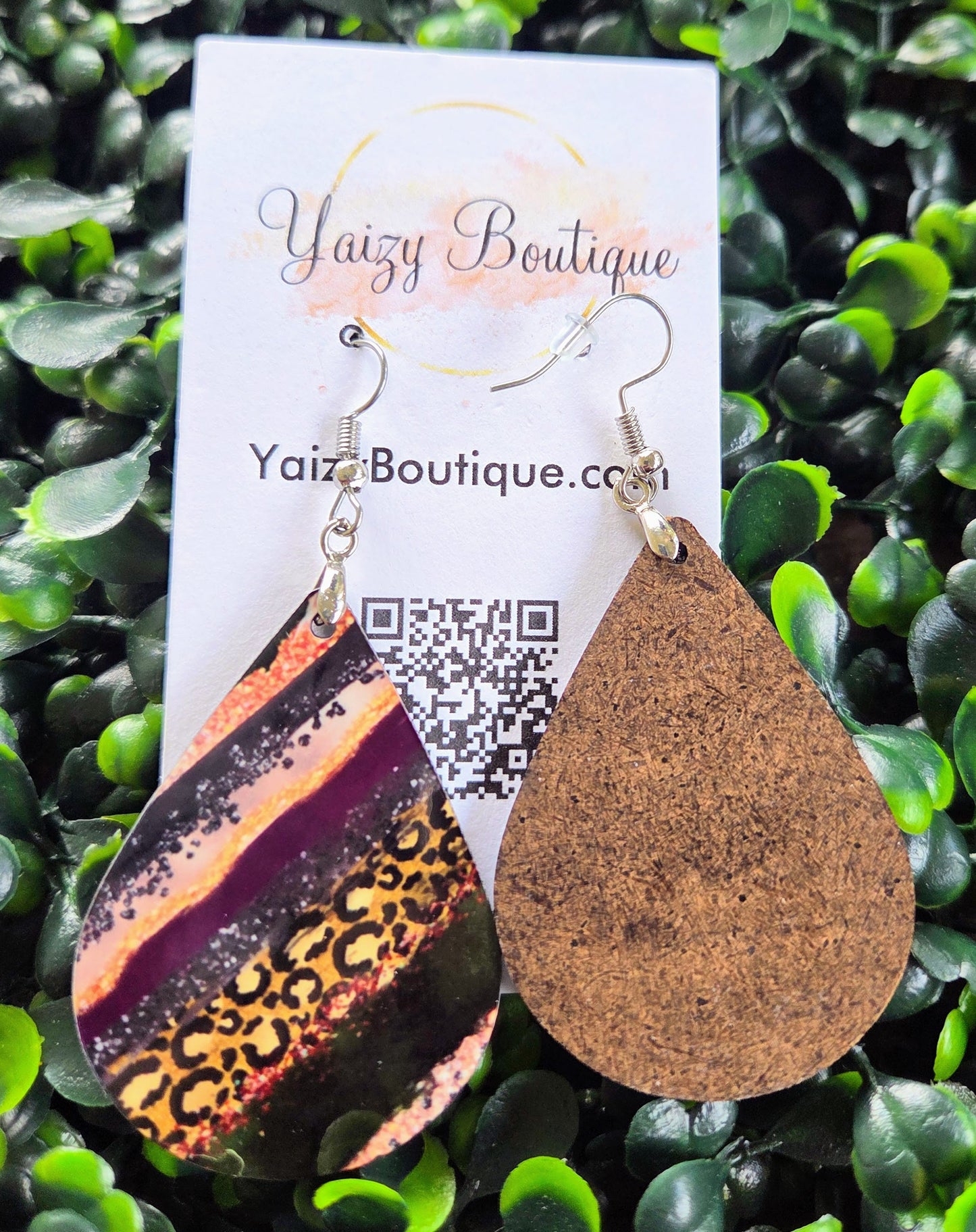 Handmade Teardrop Earrings – Leopard Print & Marble Stripes | Bold Statement Jewelry by Yaizy Boutique Yaizy Boutique