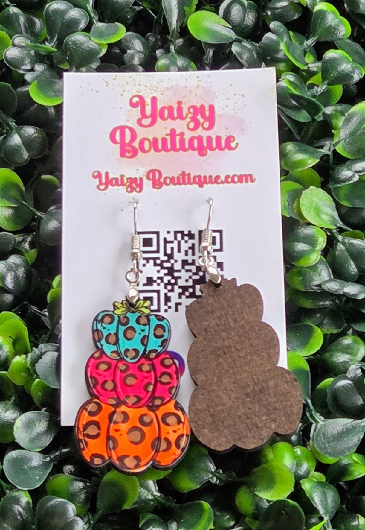 Stacked Leopard Print Pumpkin Earrings – Handmade Colorful Fall Jewelry Yaizy Boutique