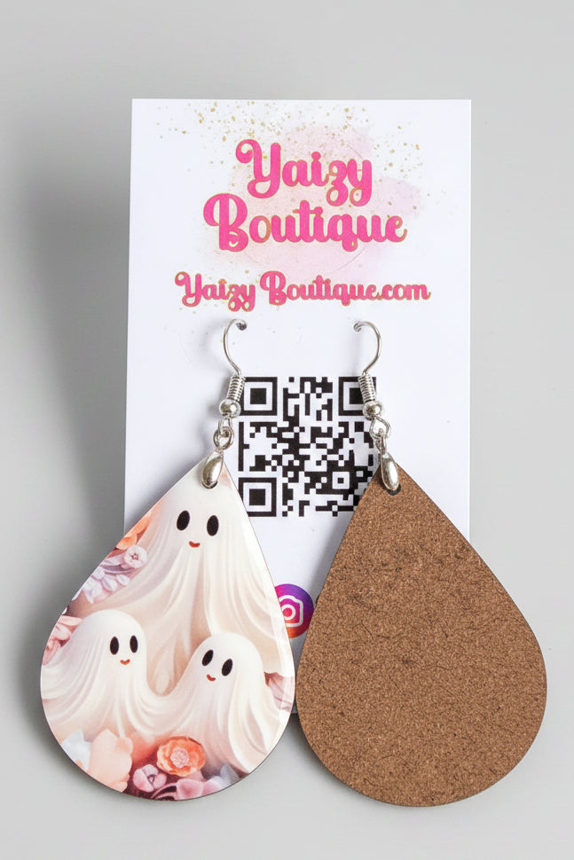 Pastel Ghost Earrings – Cute Halloween Floral Teardrop Jewelry Yaizy Boutique
