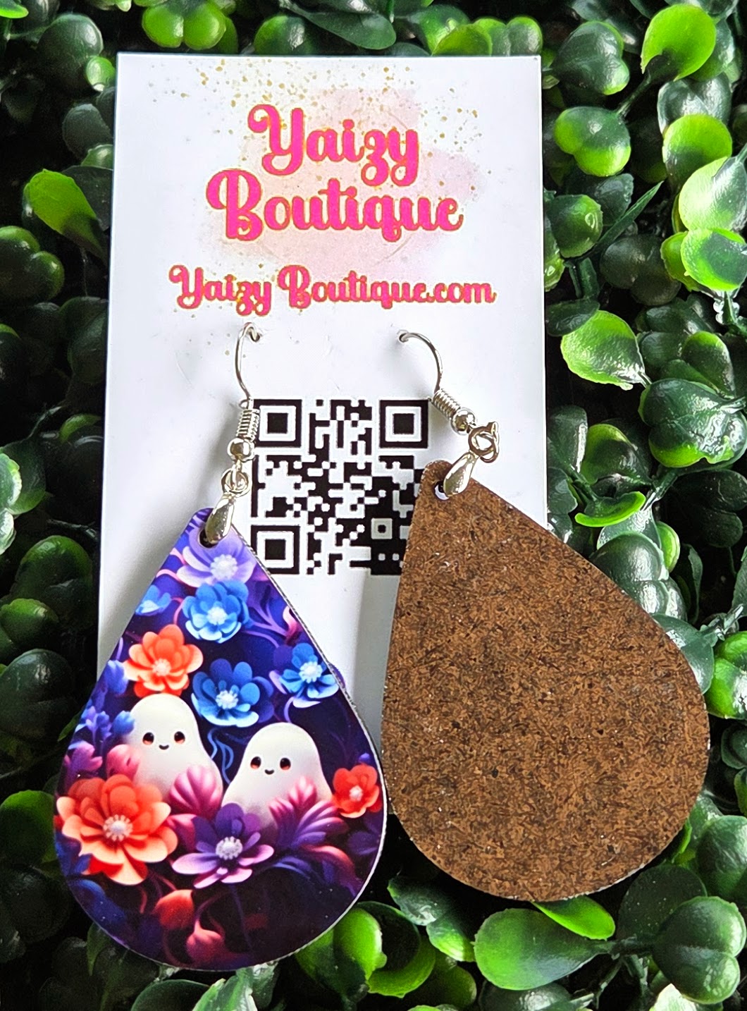 Ghost Floral Halloween Earrings – Handmade Cute Spooky Teardrops Yaizy Boutique