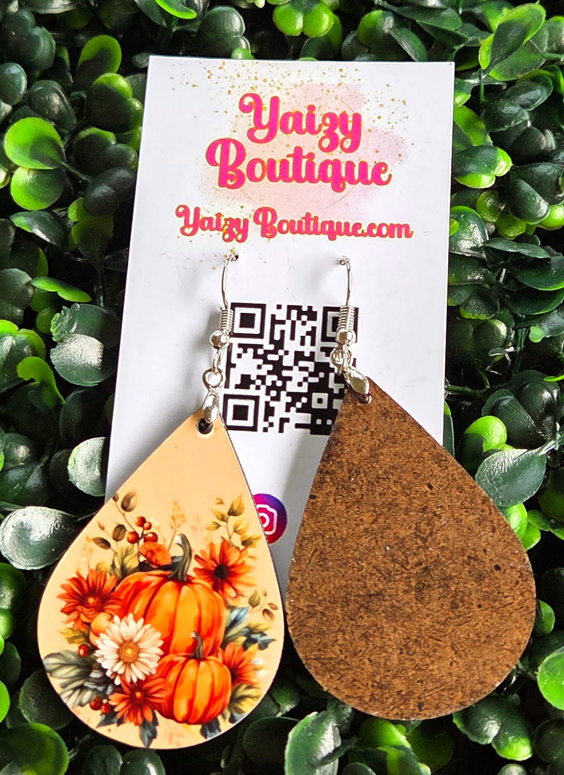 Pumpkin Floral Fall Earrings – Handmade Autumn Teardrop Jewelry Yaizy Boutique