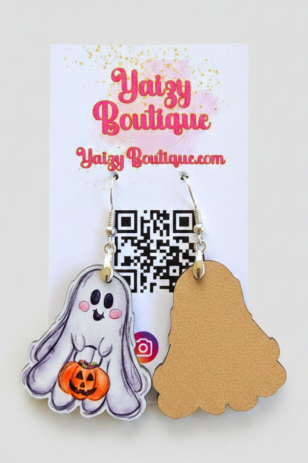 Cute Halloween Ghost Earrings | Trick-or-Treat Pumpkin Earrings | Handmade Spooky Jewelry Yaizy Boutique
