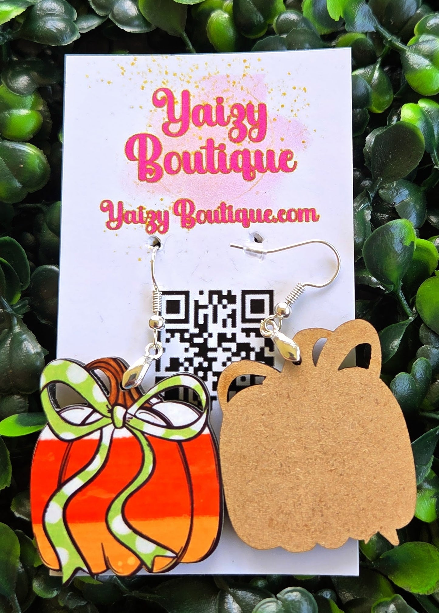 Candy Corn Pumpkin Earrings – Handmade Fall Earrings with Bow Detail Yaizy Boutique