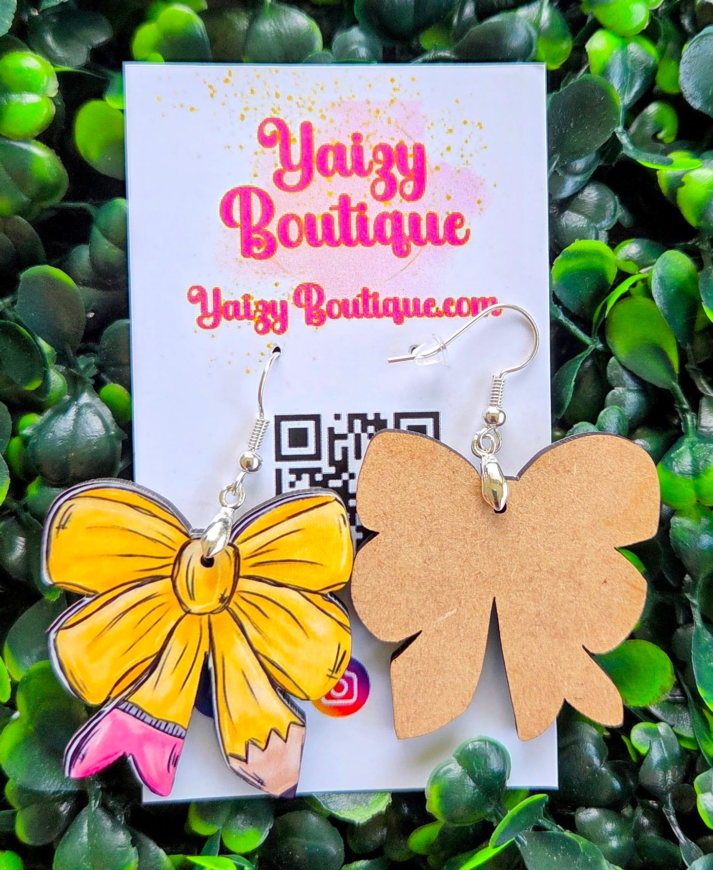 Handmade Pencil Bow Earrings – Cute Yellow & Pink Teacher Gift Yaizy Boutique