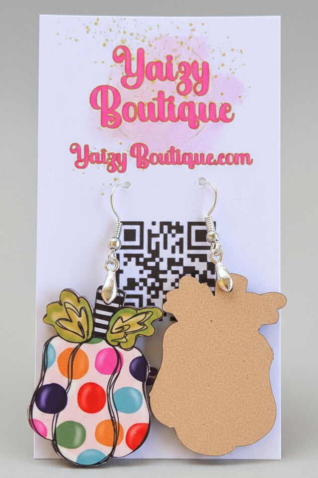Polka Dot Pumpkin Earrings – Handmade Colorful Fall Jewelry Yaizy Boutique