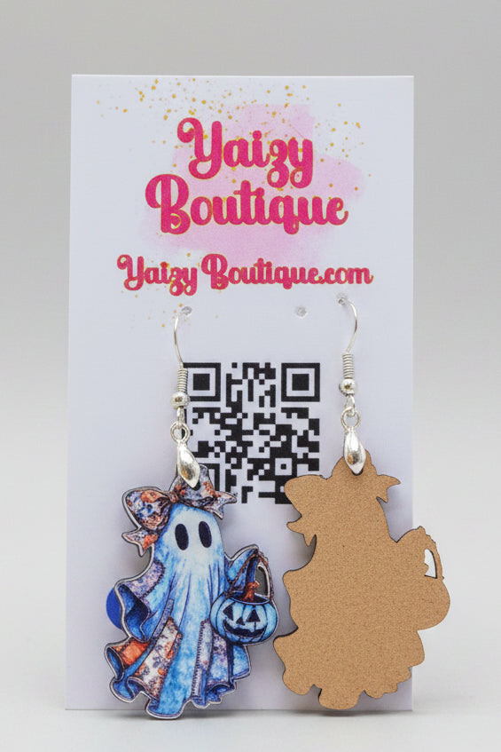 Patchwork Ghost Earrings – Handmade Spooky Cute Halloween Jewelry Yaizy Boutique