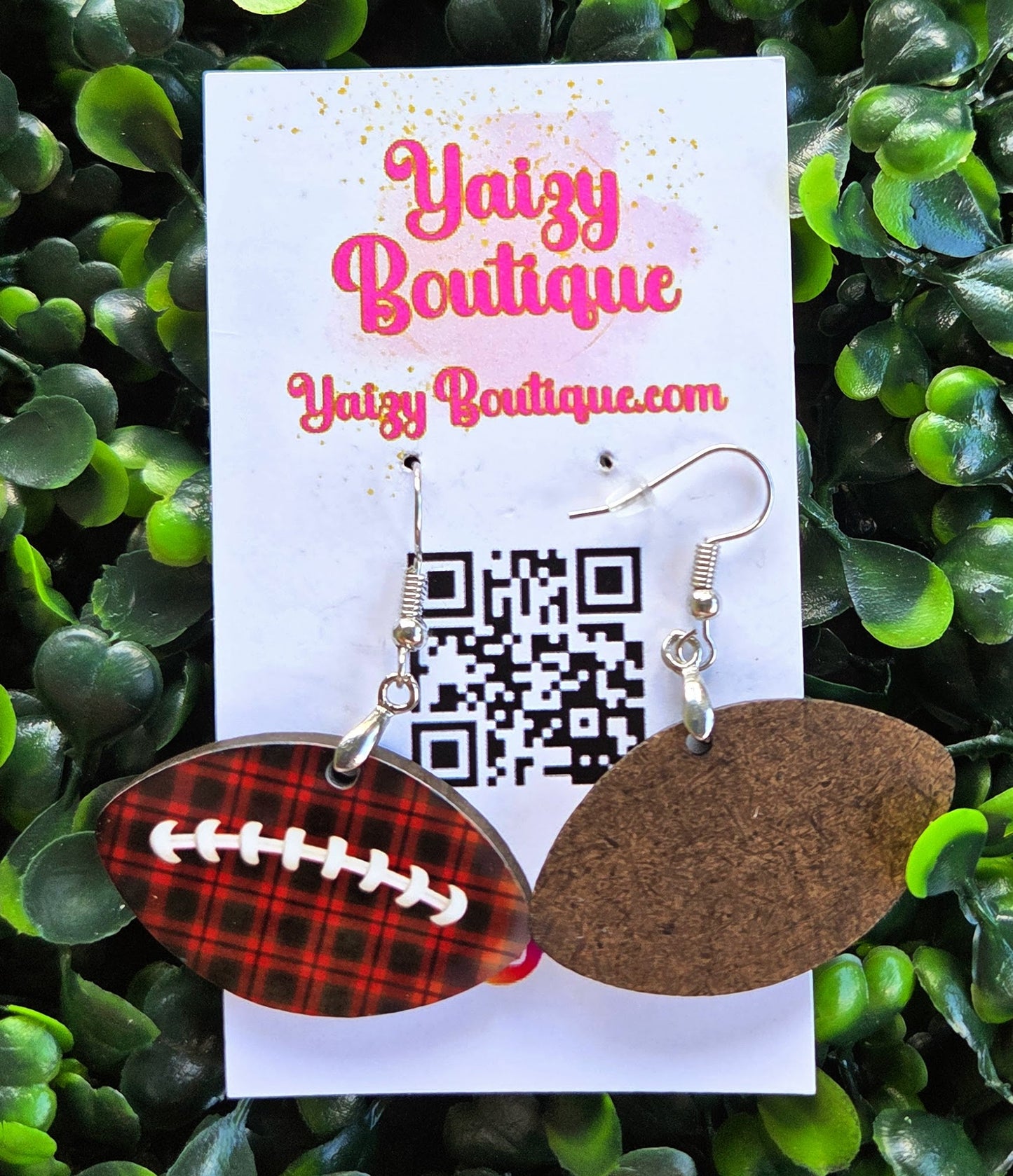 Buffalo Plaid Football Earrings – Handmade Game Day Accessory Yaizy Boutique