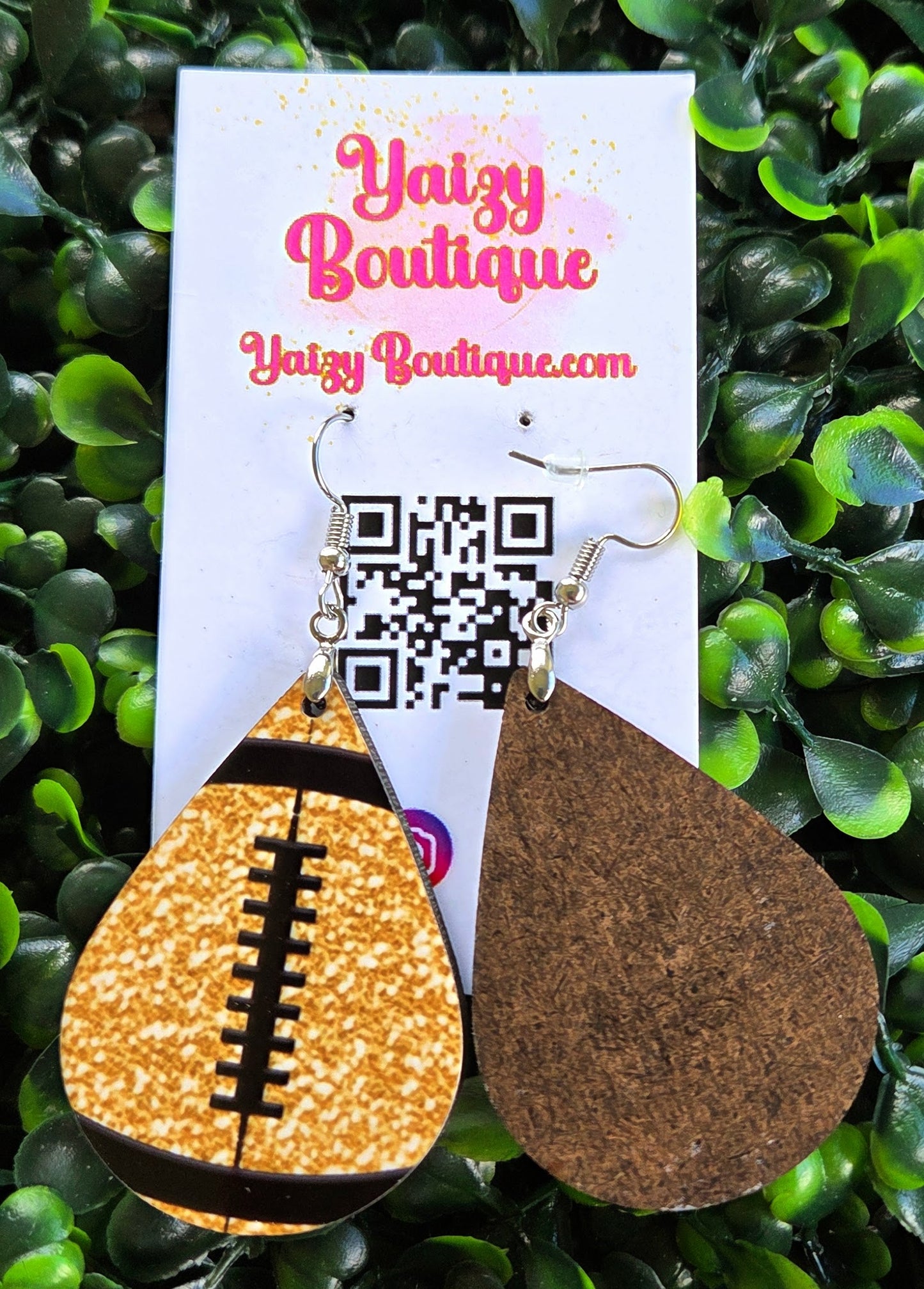 Gold Glitter Football Teardrop Earrings – Handmade Game Day Sparkle Yaizy Boutique