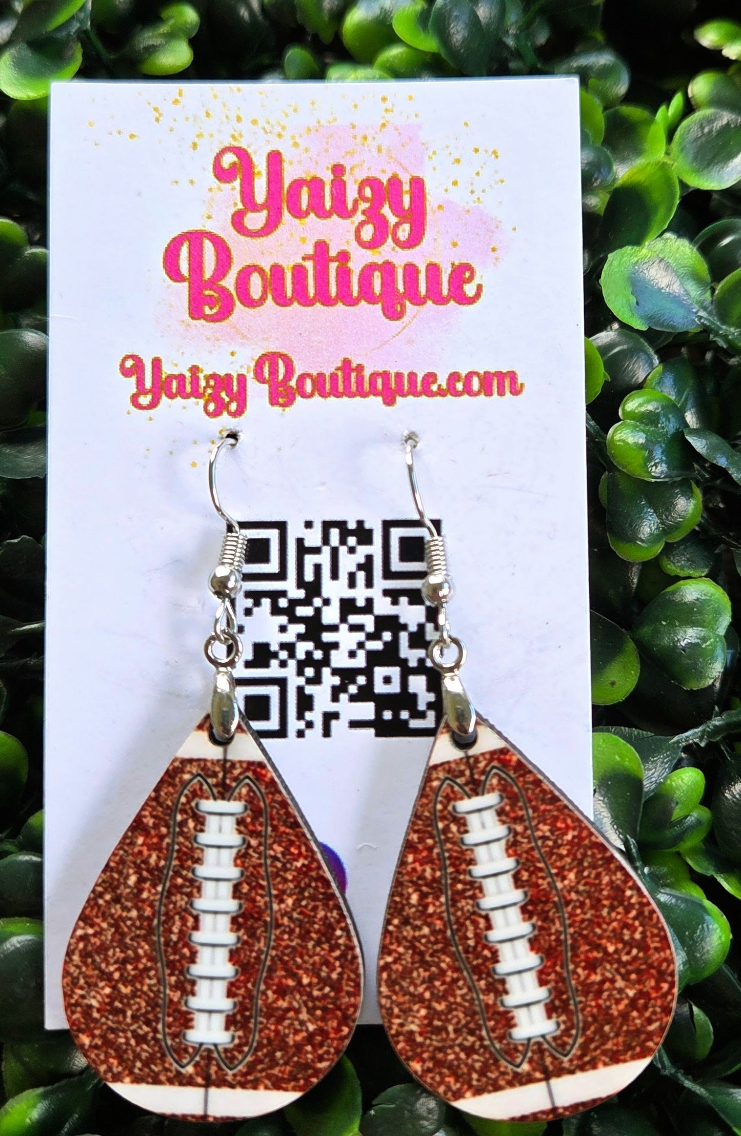 Brown Glitter Football Teardrop Earrings – Handmade Game Day Jewelry Yaizy Boutique