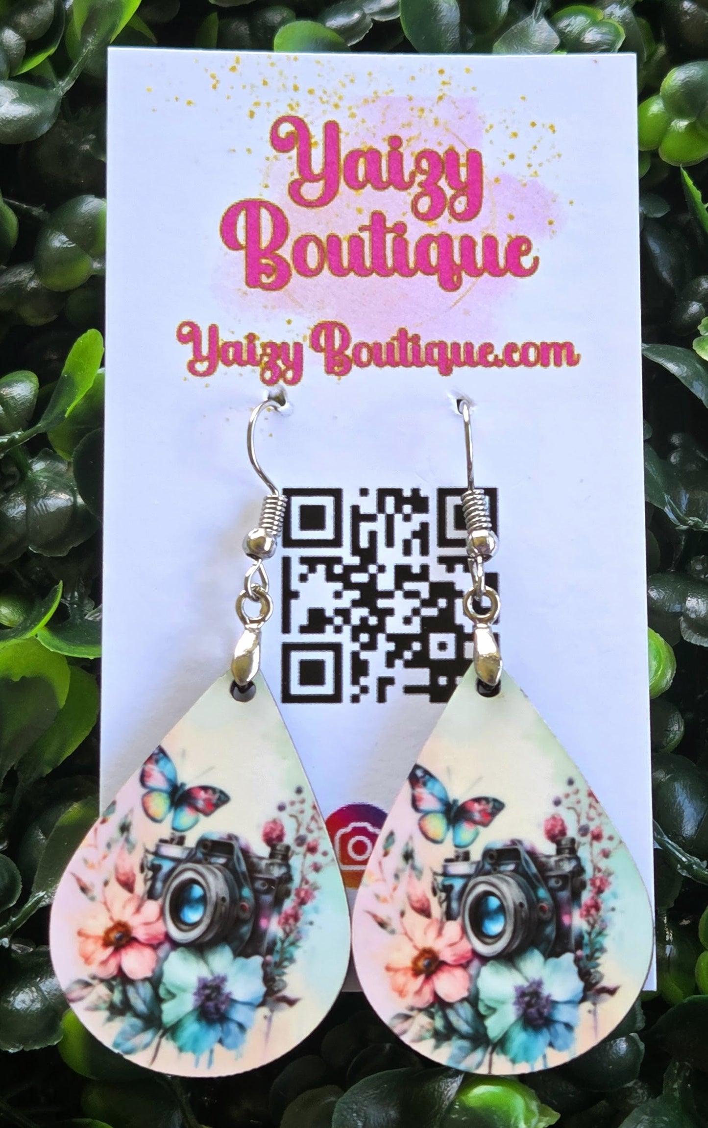 Camera & Butterfly Earrings – Handmade Teardrop Photography Jewelry Yaizy Boutique