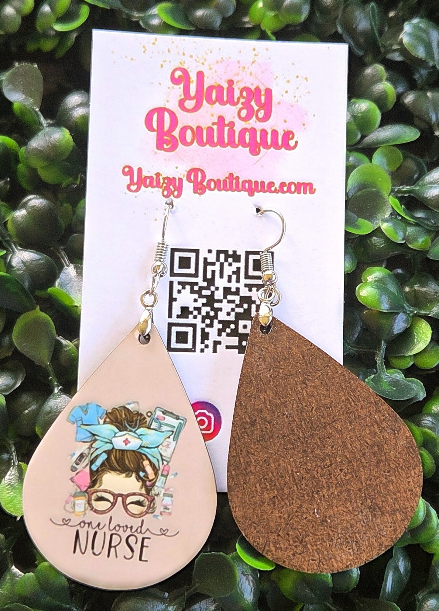 One Loved Nurse Earrings – Handmade Teardrop Dangle Jewelry | MDF Wood & Stainless Steel Hooks Yaizy Boutique