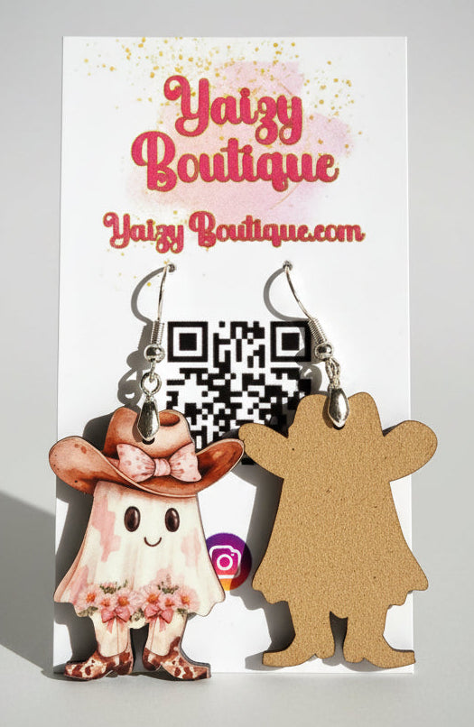 Sassy Cowgirl Ghost Earrings – Western Halloween Jewelry Yaizy Boutique