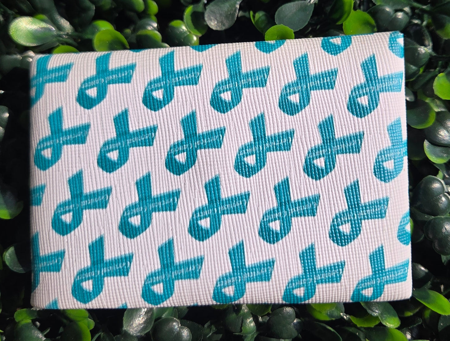 Cervical Cancer Awareness Mini Wallet – Handmade Teal Ribbon Card Holder Yaizy Boutique
