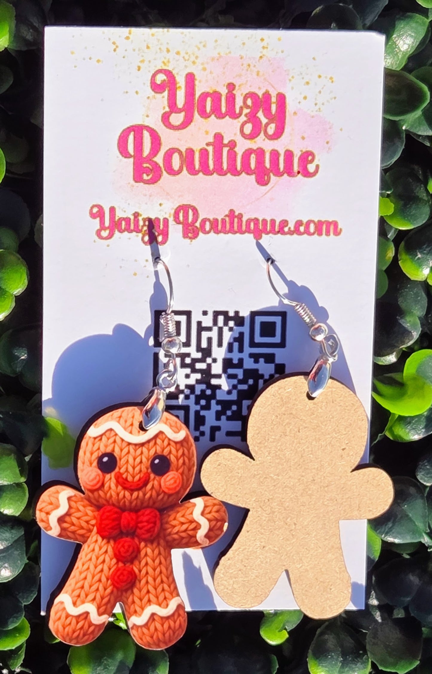 Gingerbread Man Earrings – Handmade Christmas MDF Wood Holiday Jewelry Yaizy Boutique