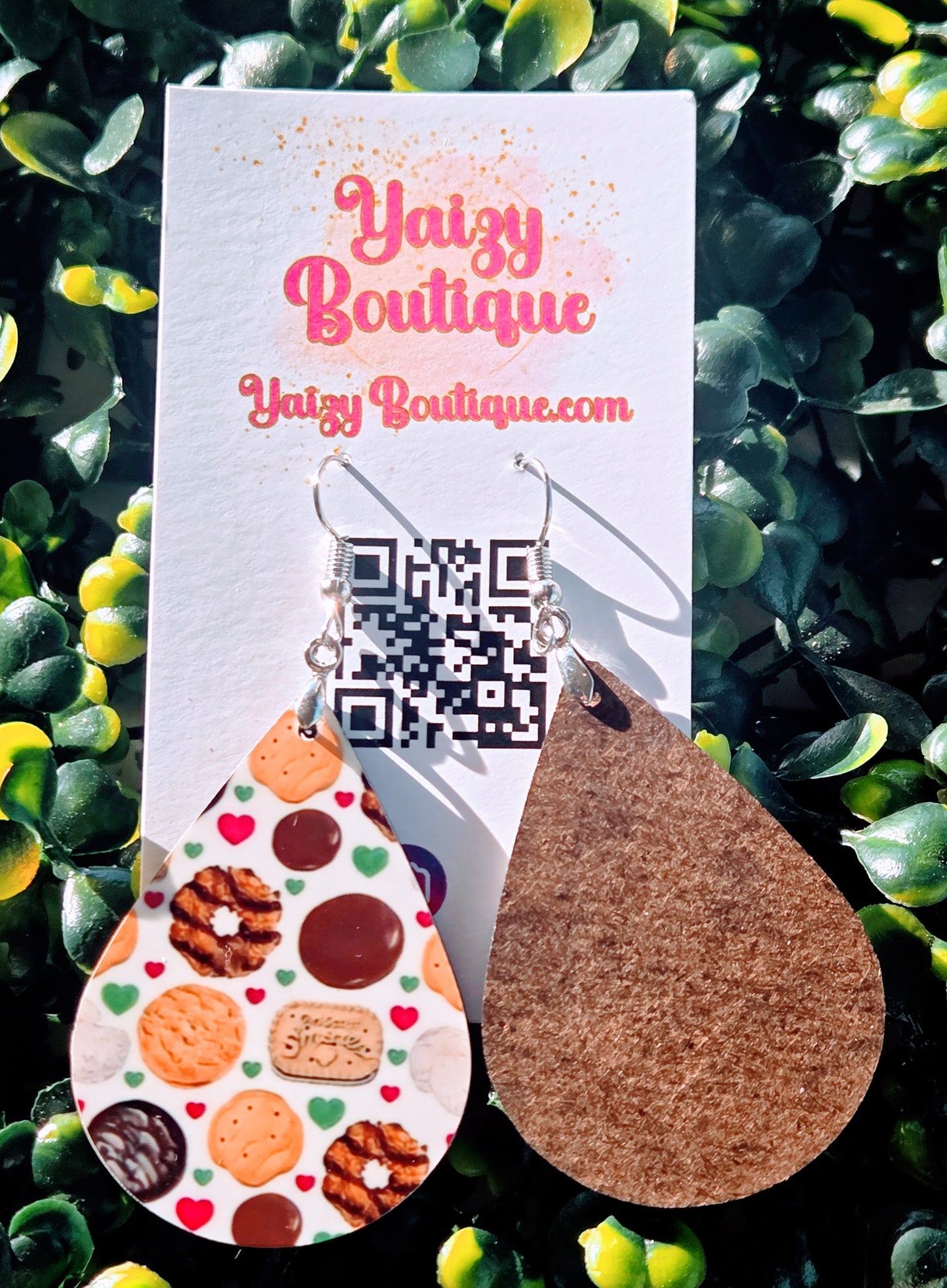 Cookie Girl Scout Dangle Earrings – Teardrop Faux Leather, Lightweight Handmade Jewelry | Yaizy Boutique