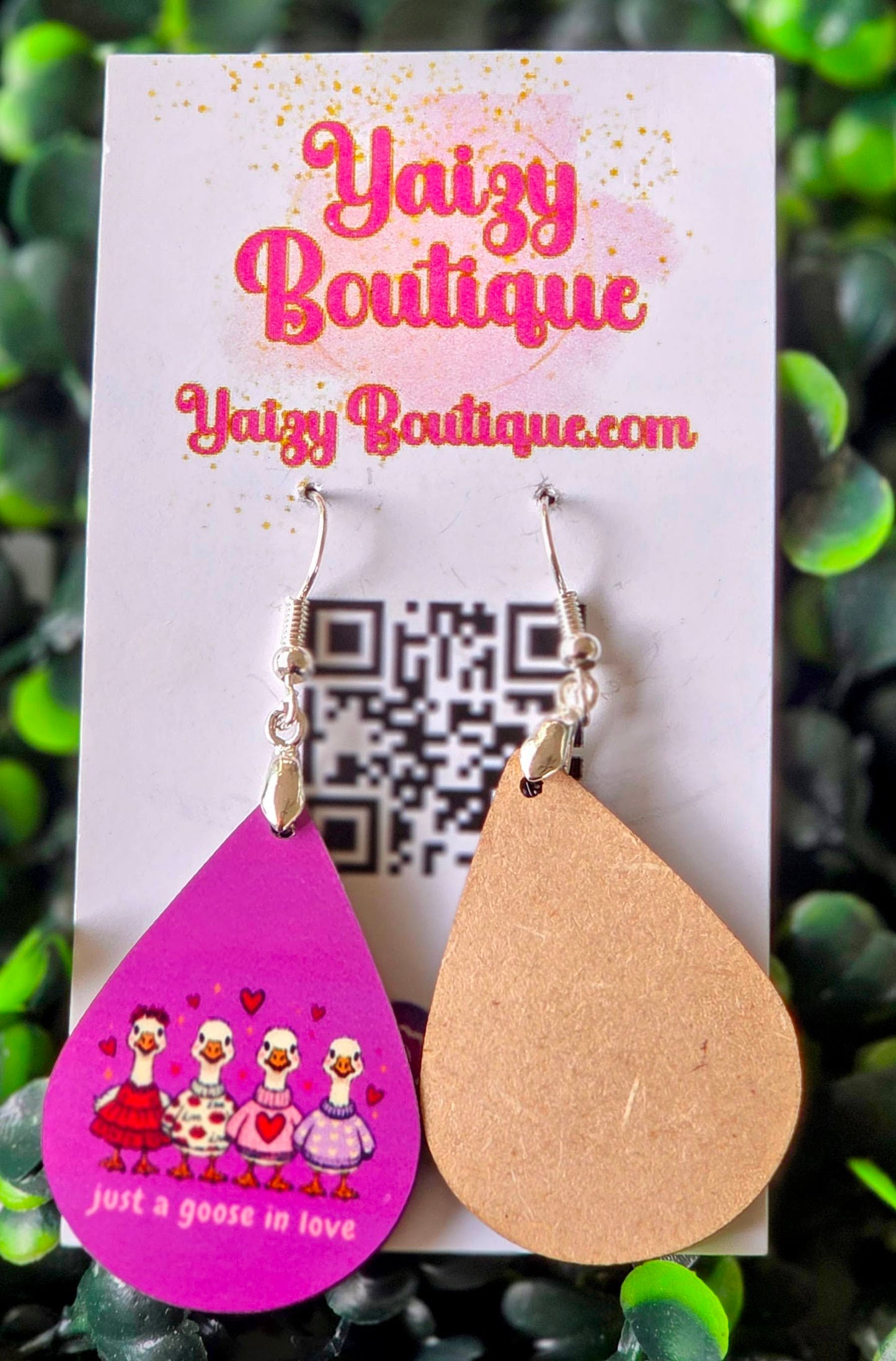 Just a Goose in Love Valentine Earrings | Funny Valentine Goose Earrings | Handmade