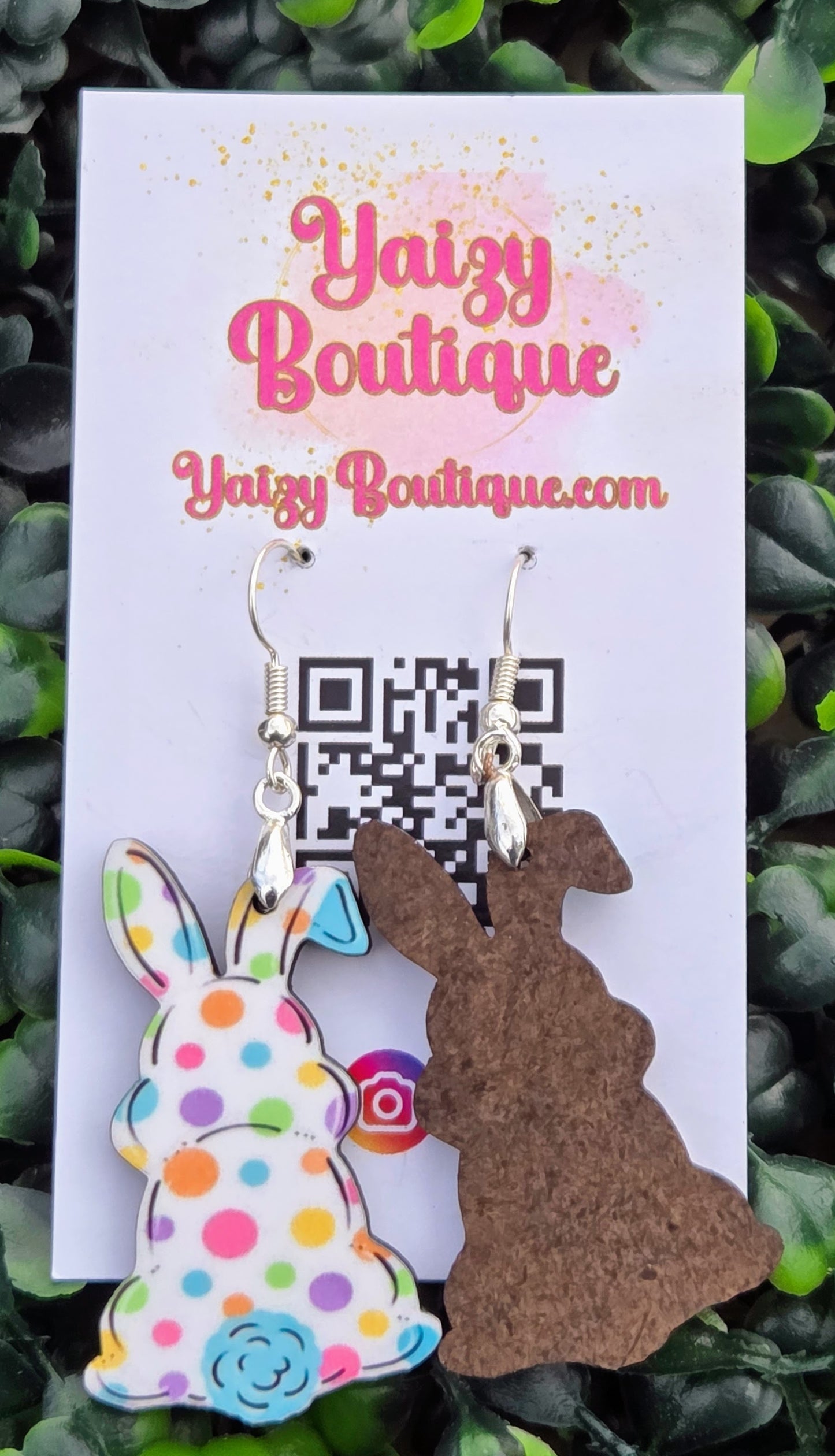 Colorful Polka Dot Easter Bunny Earrings | Pastel Holiday Dangle Jewelry Yaizy Boutique