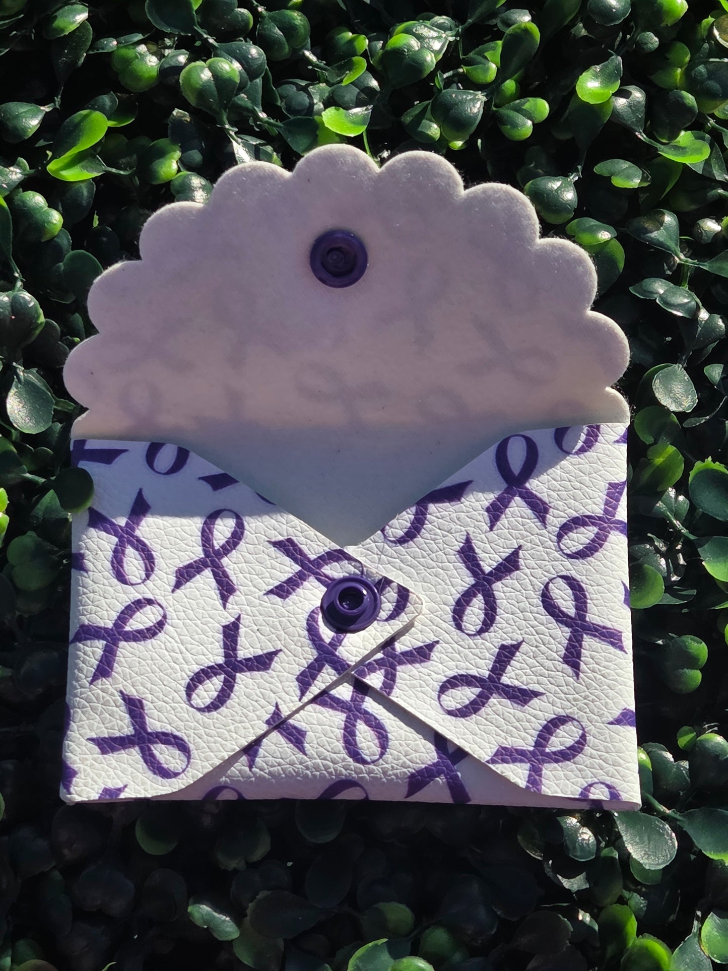 Handmade Purple Ribbon Mini Wallet | Faux Leather Coin & Card Holder | Small 4x4 Snap Wallet Yaizy Boutique