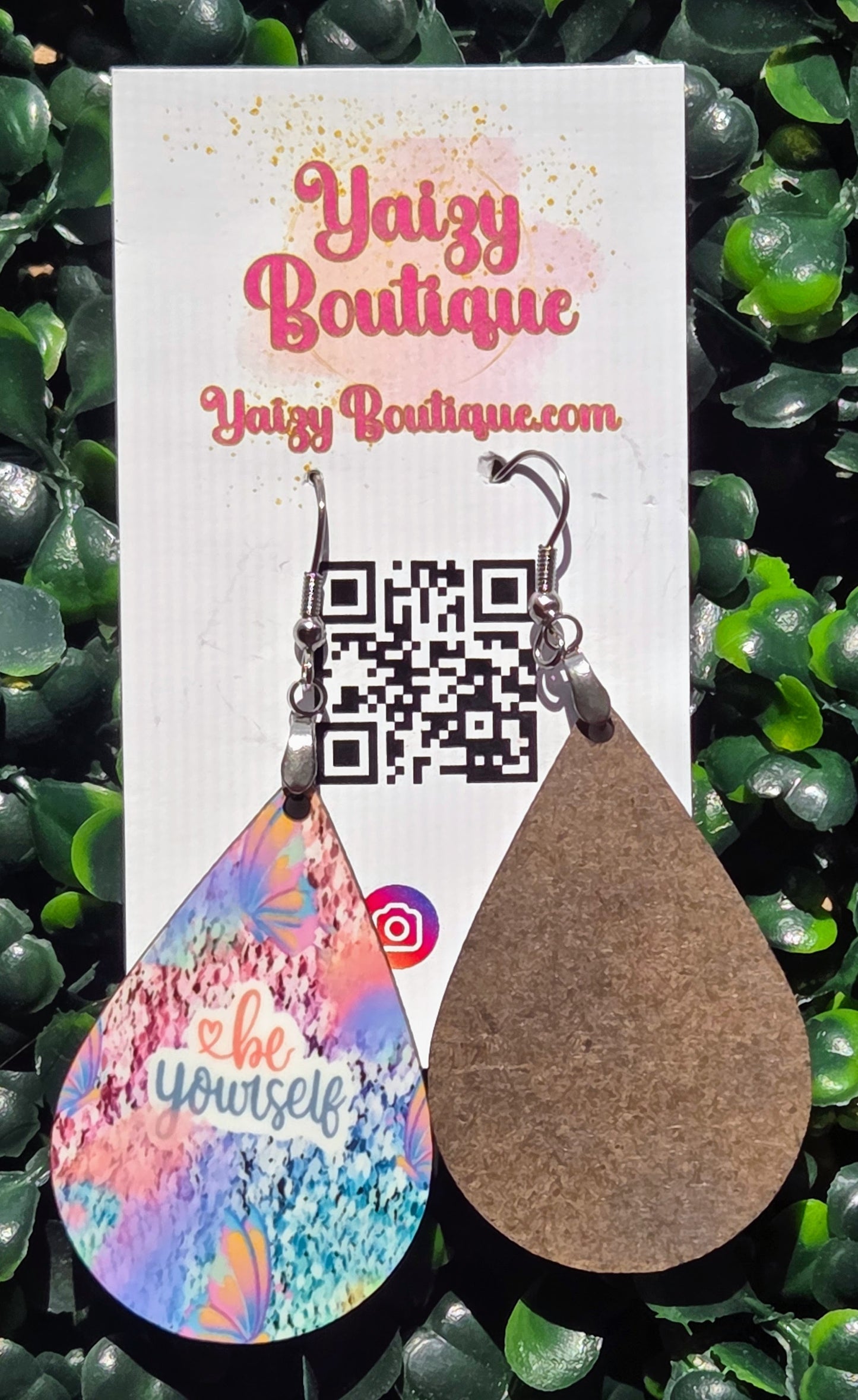 Be Yourself Inspirational Teardrop Earrings – Lightweight Wooden Dangle Earrings with Stainless Steel Hooks, Gift for Her Yaizy Boutique