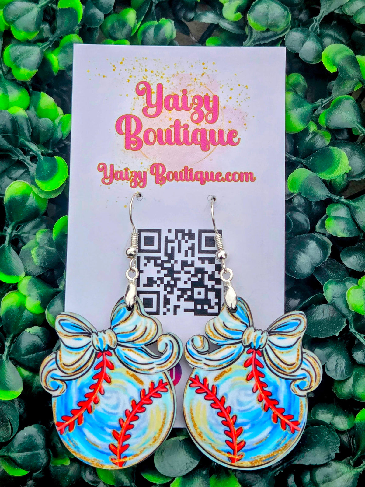 Baseball Bow Dangle Earrings – Game Day Statement Earrings Yaizy Boutique