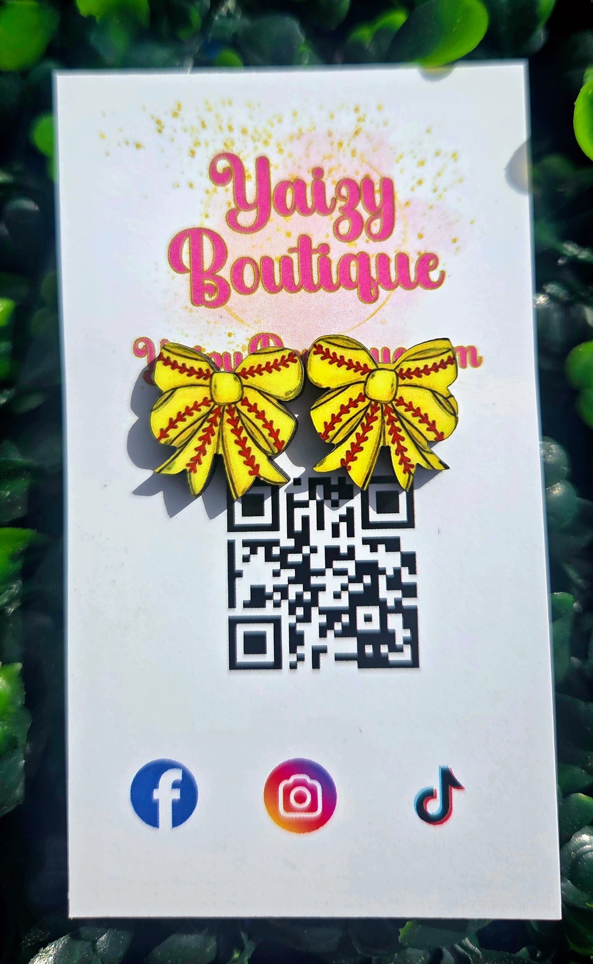 Softball Bow Stud Earrings – Yellow Game Day Sports Earrings Yaizy Boutique