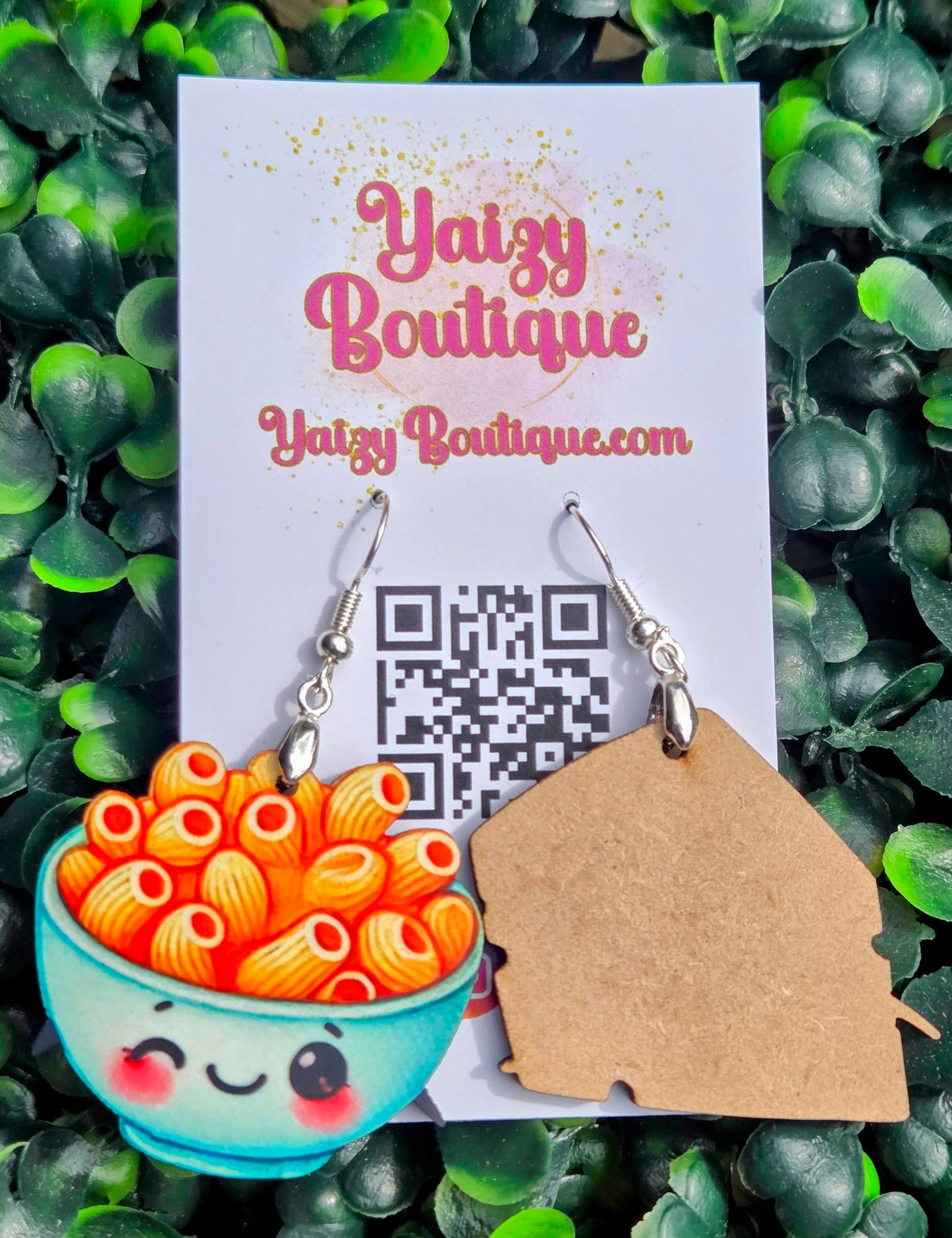 Kawaii Mac and Cheese Handmade MDF Wood Earrings Yaizy Boutique