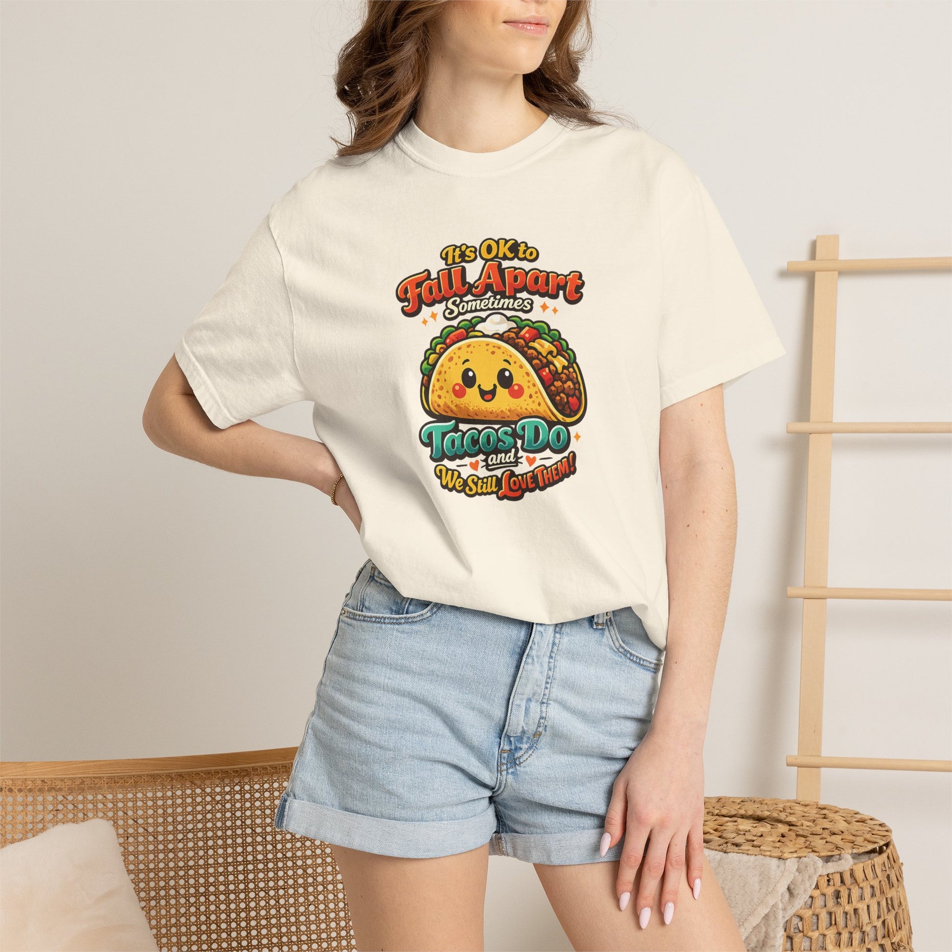 It's OK to Fall Apart" Funny Taco Shirt | Comfort Colors Mental Health Garment-Dyed Tee | Cute Taco Lover Gift Printify