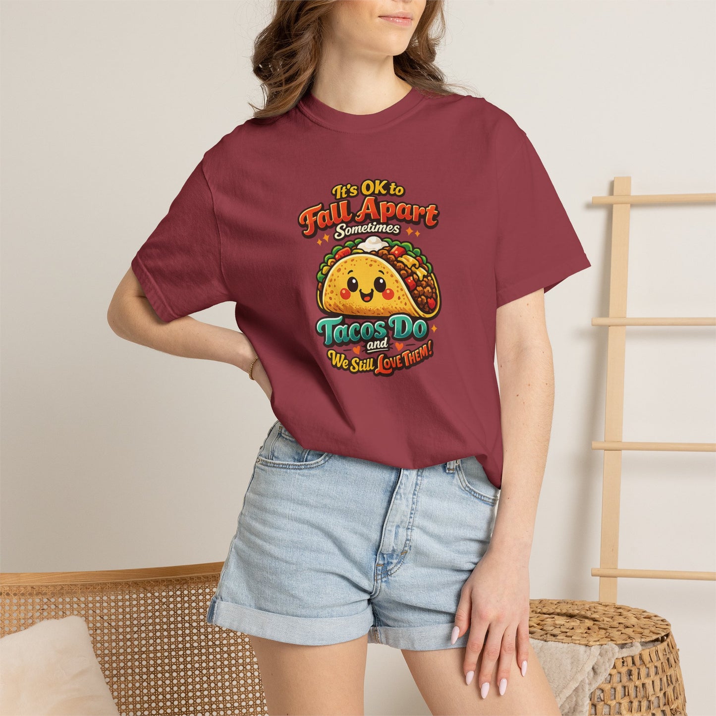 It's OK to Fall Apart" Funny Taco Shirt | Comfort Colors Mental Health Garment-Dyed Tee | Cute Taco Lover Gift Printify