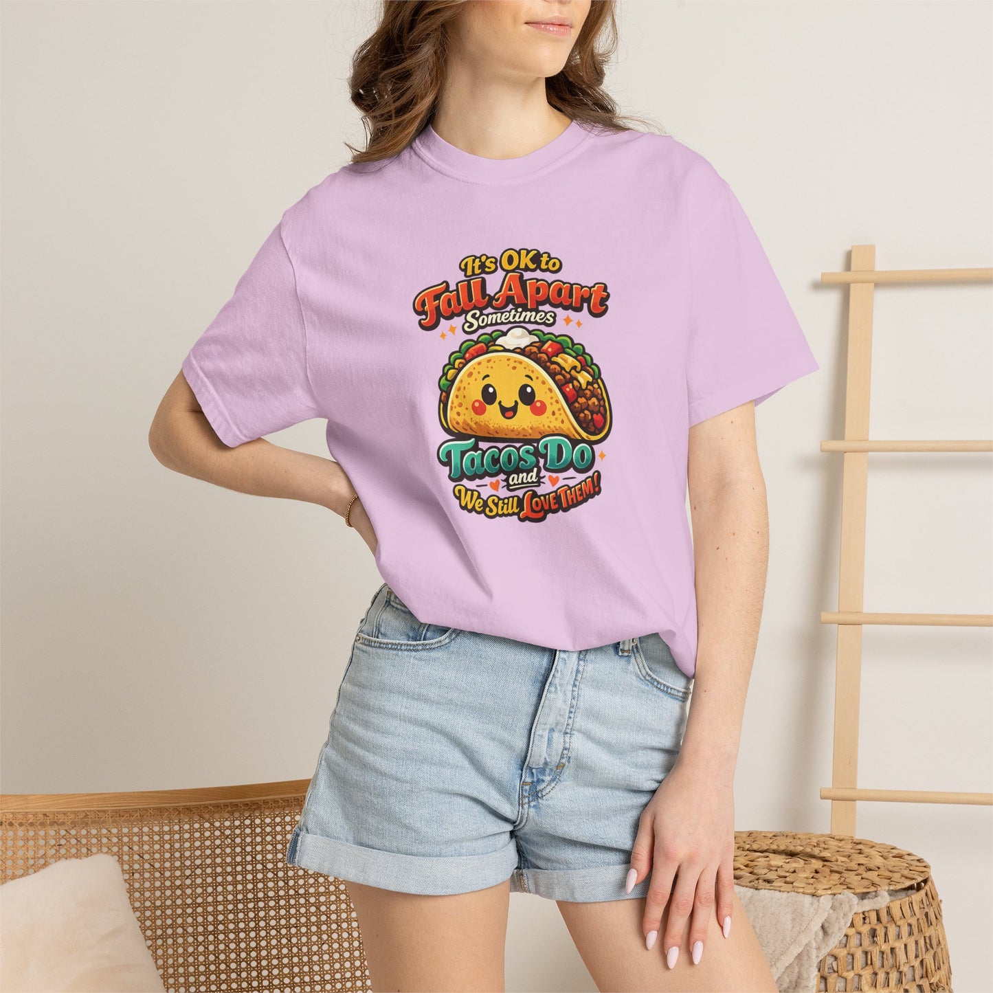 It's OK to Fall Apart" Funny Taco Shirt | Comfort Colors Mental Health Garment-Dyed Tee | Cute Taco Lover Gift Printify