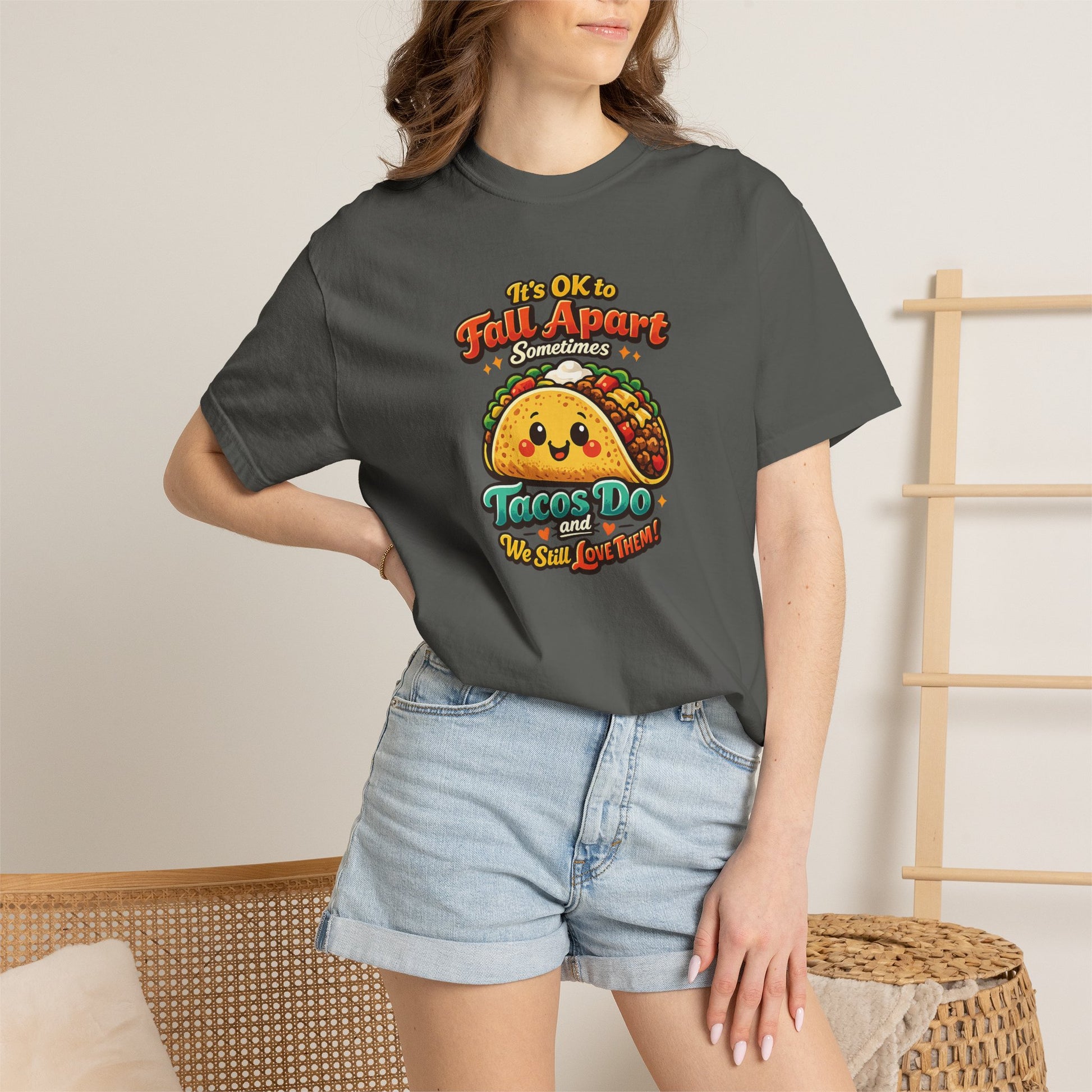 It's OK to Fall Apart" Funny Taco Shirt | Comfort Colors Mental Health Garment-Dyed Tee | Cute Taco Lover Gift Printify
