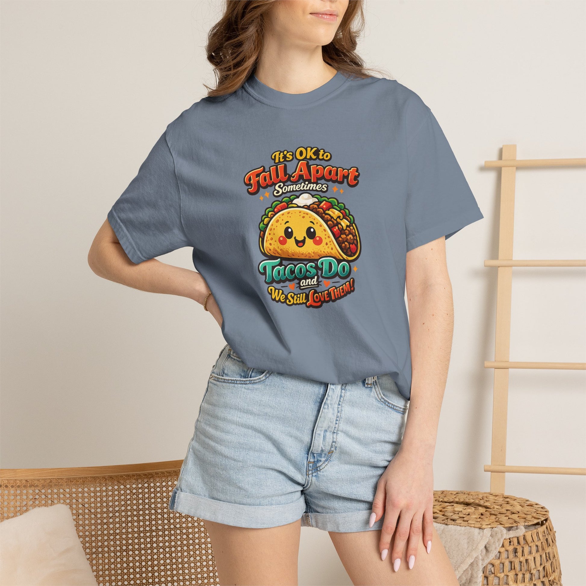 It's OK to Fall Apart" Funny Taco Shirt | Comfort Colors Mental Health Garment-Dyed Tee | Cute Taco Lover Gift Printify