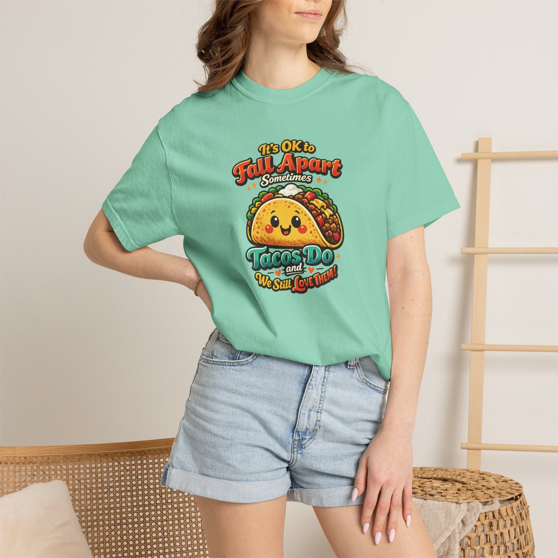 It's OK to Fall Apart" Funny Taco Shirt | Comfort Colors Mental Health Garment-Dyed Tee | Cute Taco Lover Gift Printify
