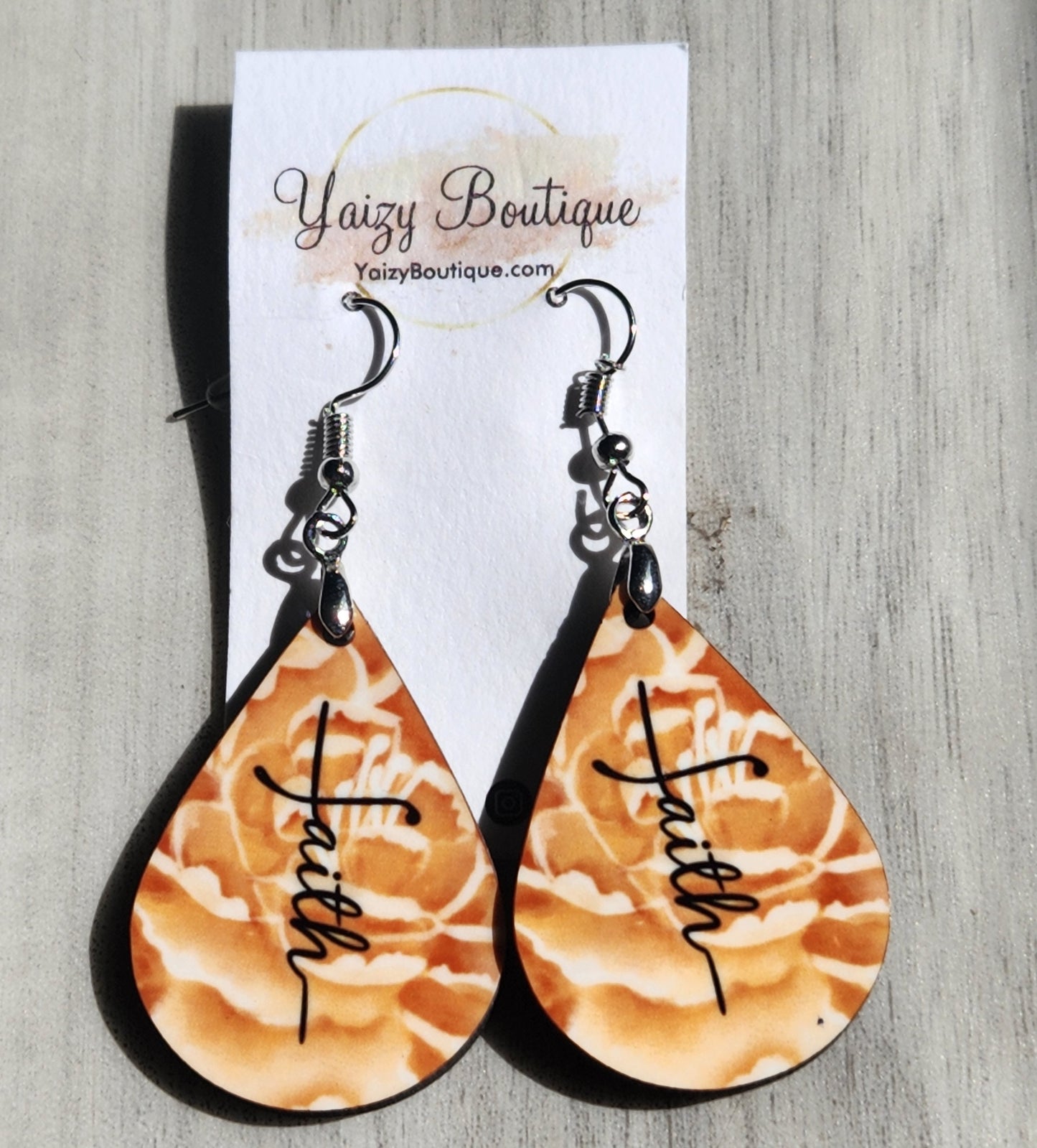 Orange Flower Faith Handmade Earrings