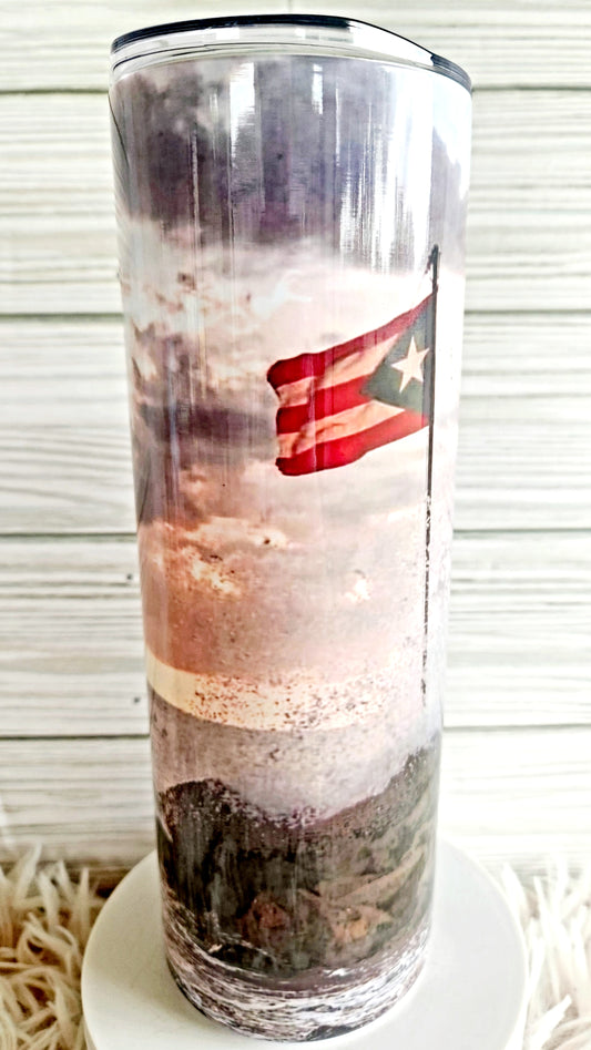 Puerto Rico Beach and Flag 20z tumbler