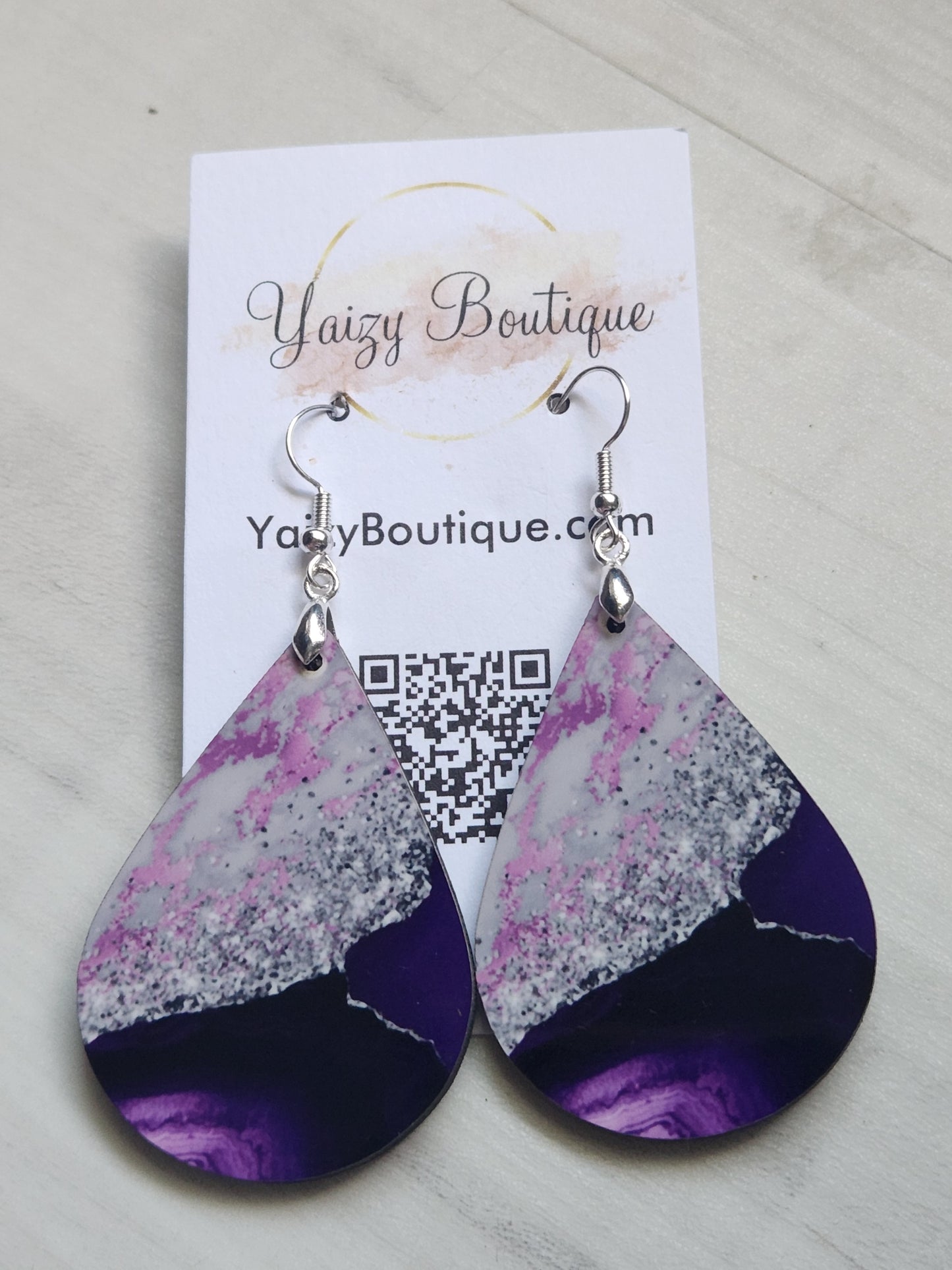 Marble color style handmade earrings