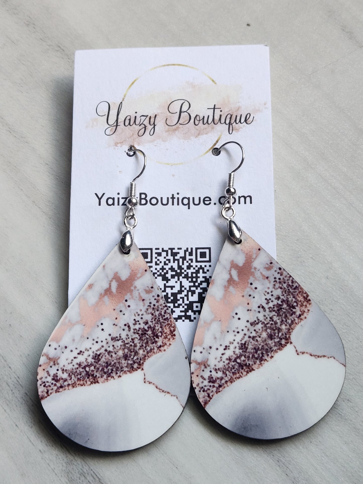 Marble color style handmade earrings