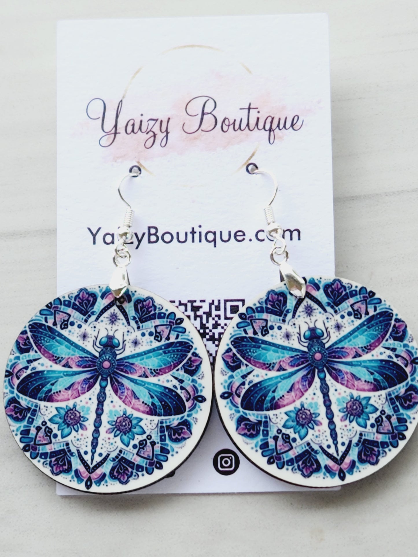 Mandala Dragonfly Handmade Earrings