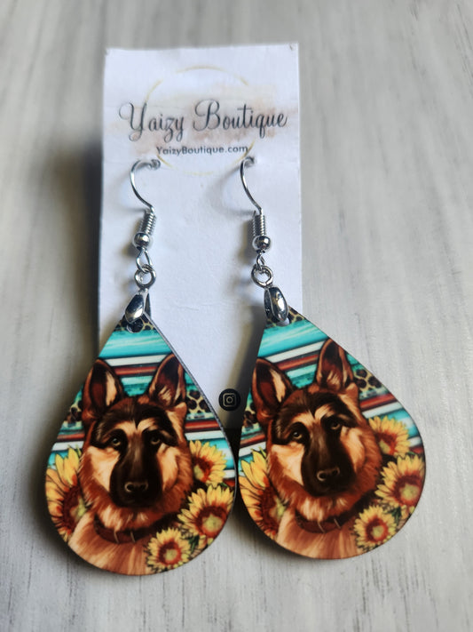 German Sheppard Handmade Dog Earrings