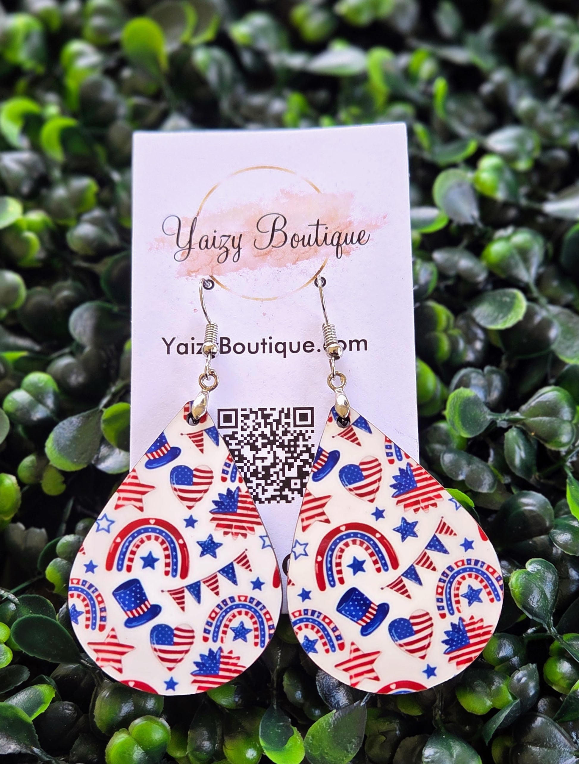 Handmade Patriotic Teardrop Dangle Earrings Yaizy Boutique