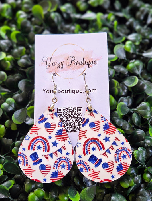 Handmade Patriotic Teardrop Dangle Earrings Yaizy Boutique