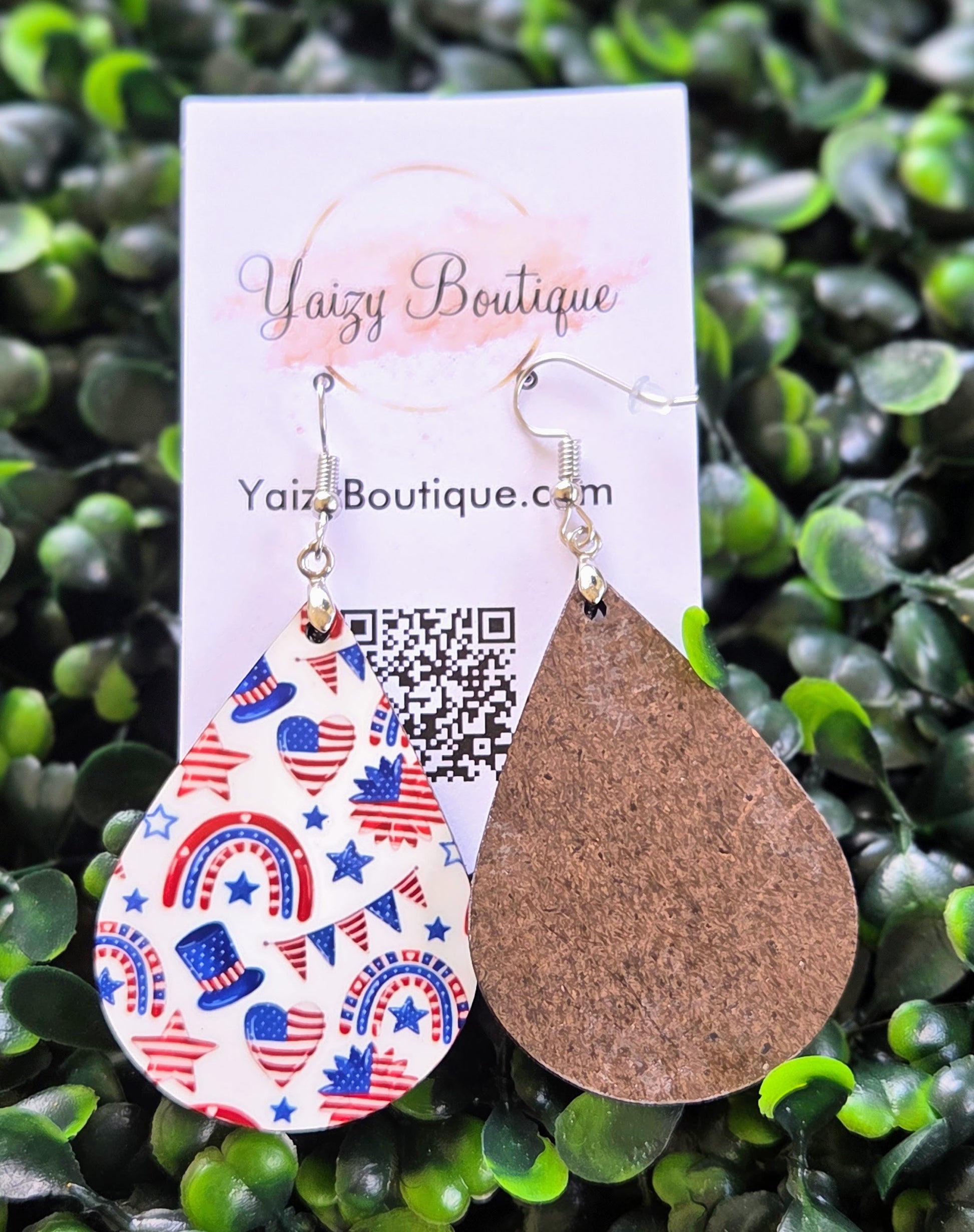 Handmade Patriotic Teardrop Dangle Earrings Yaizy Boutique