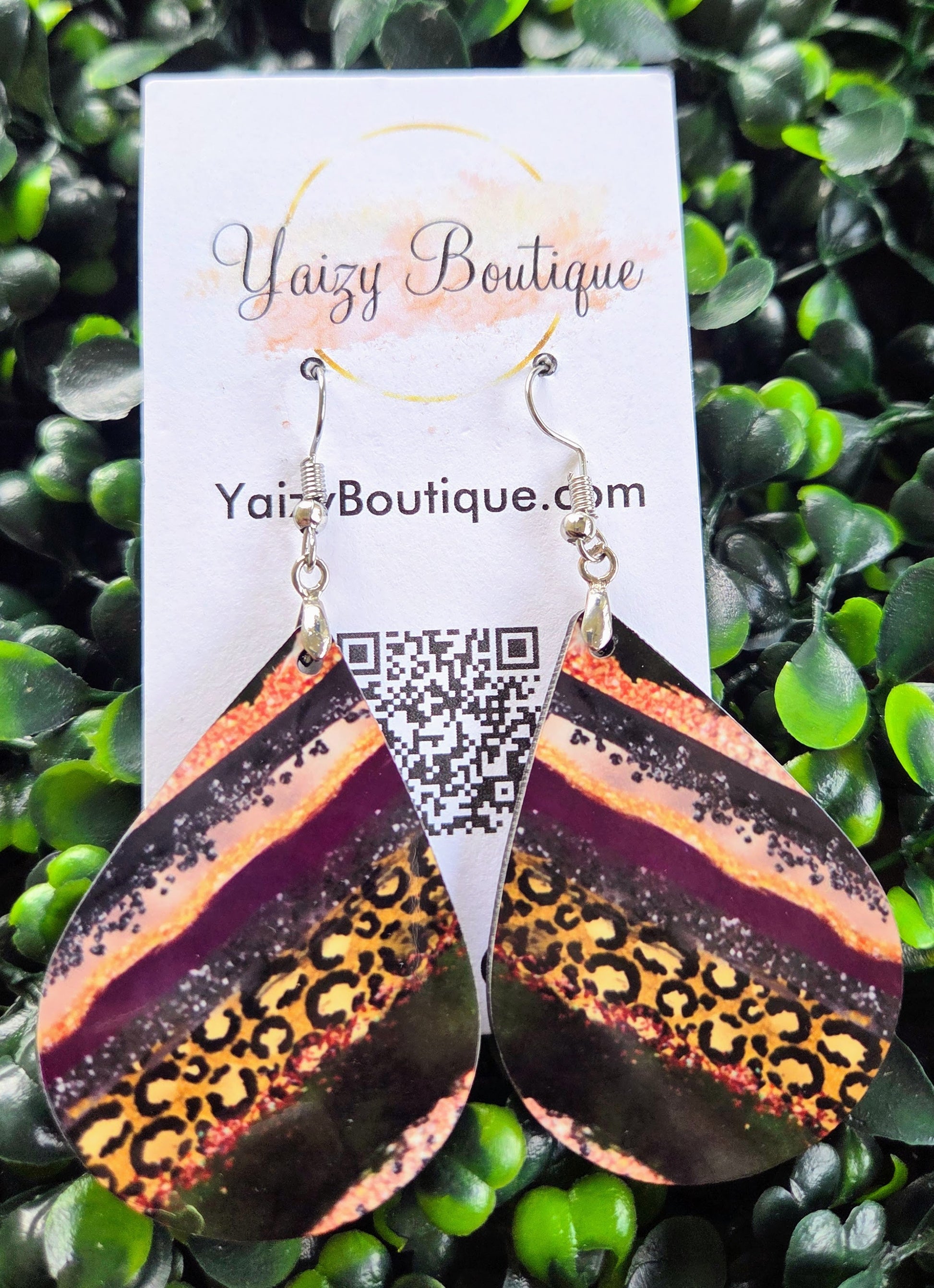 Handmade Teardrop Earrings – Leopard Print & Marble Stripes | Bold Statement Jewelry by Yaizy Boutique Yaizy Boutique
