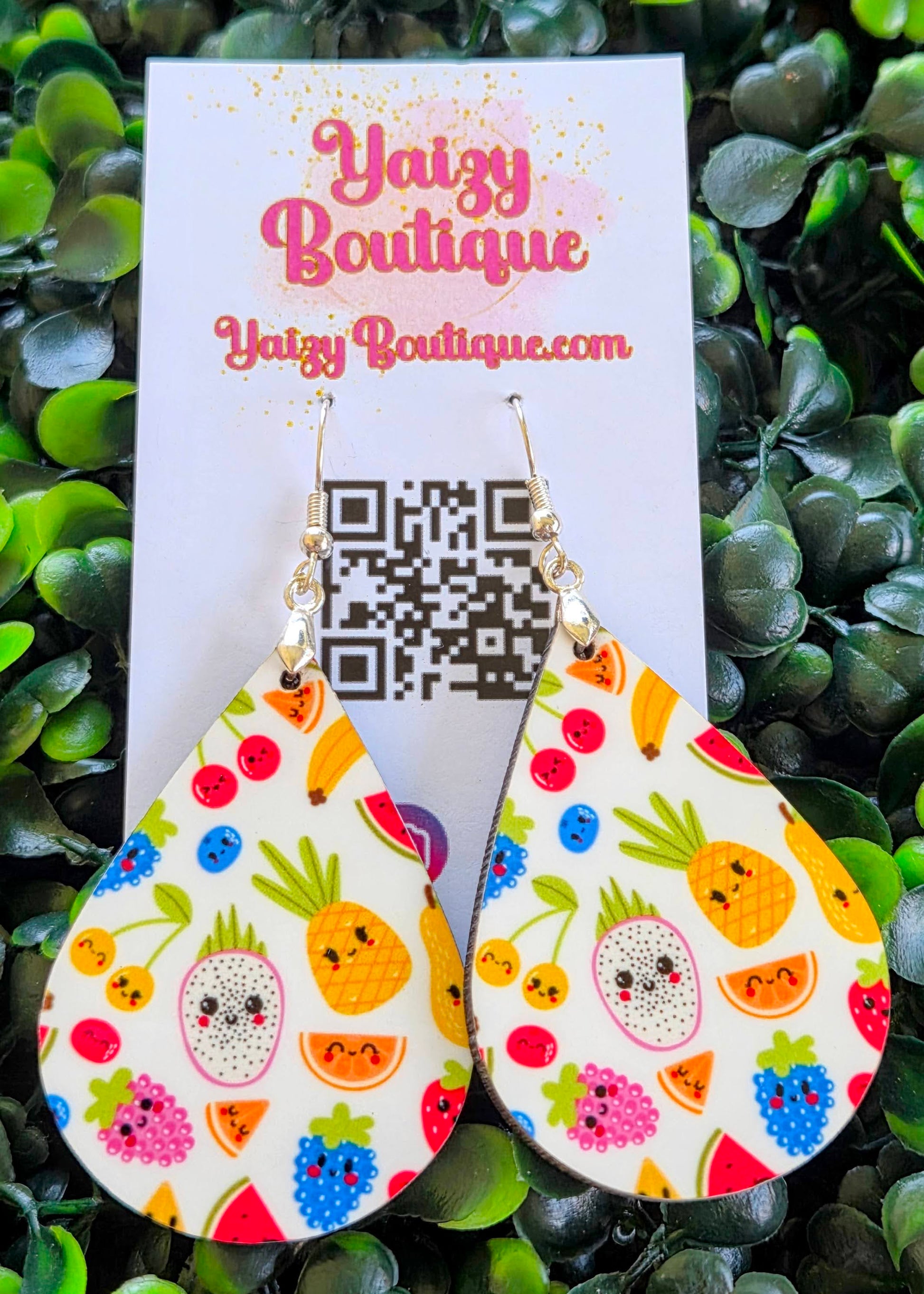 Handmade Fruit Teardrop Earrings – Kawaii Summer Fruit Design – Lightweight MDF Wood Jewelry Yaizy Boutique