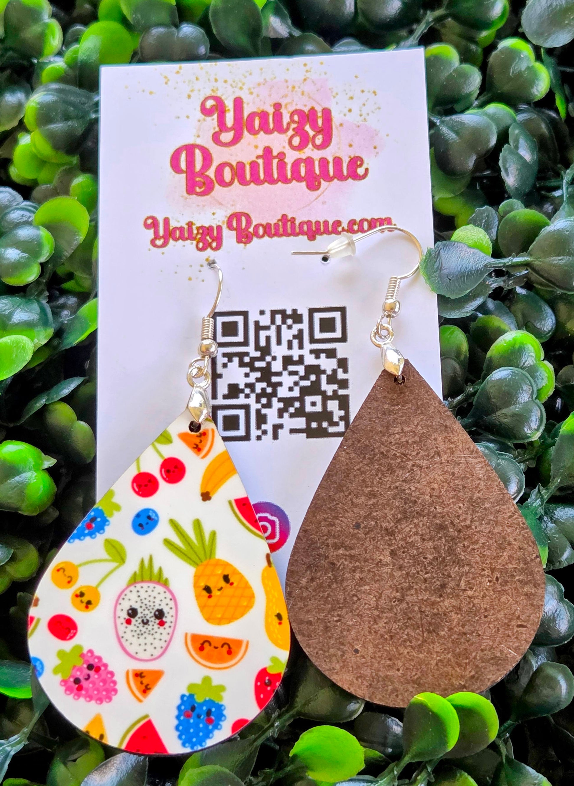 Handmade Fruit Teardrop Earrings – Kawaii Summer Fruit Design – Lightweight MDF Wood Jewelry Yaizy Boutique