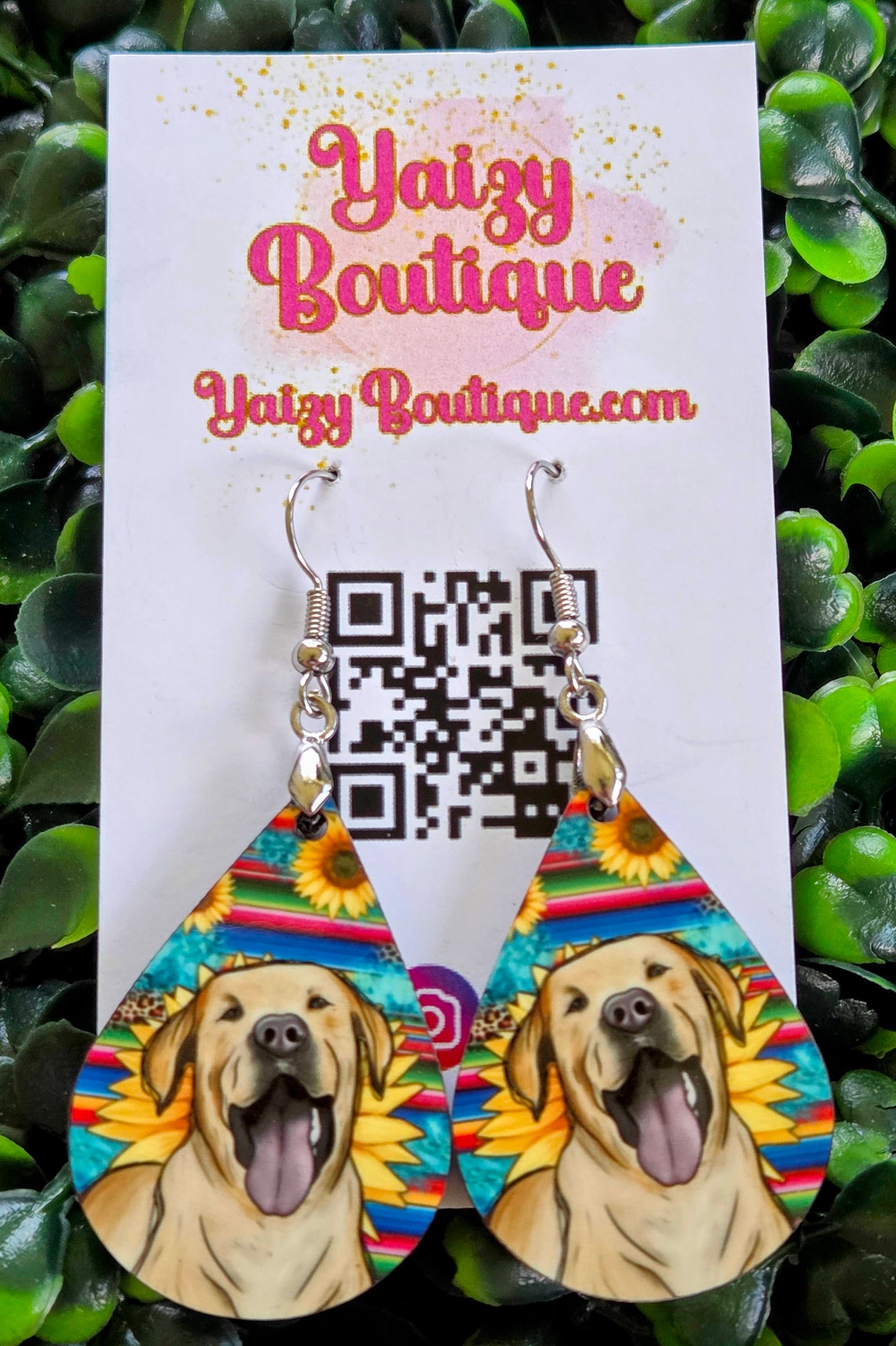 Yellow Lab Dog Earrings – Handmade Sunflower Western Pet Lover Jewelry Yaizy Boutique