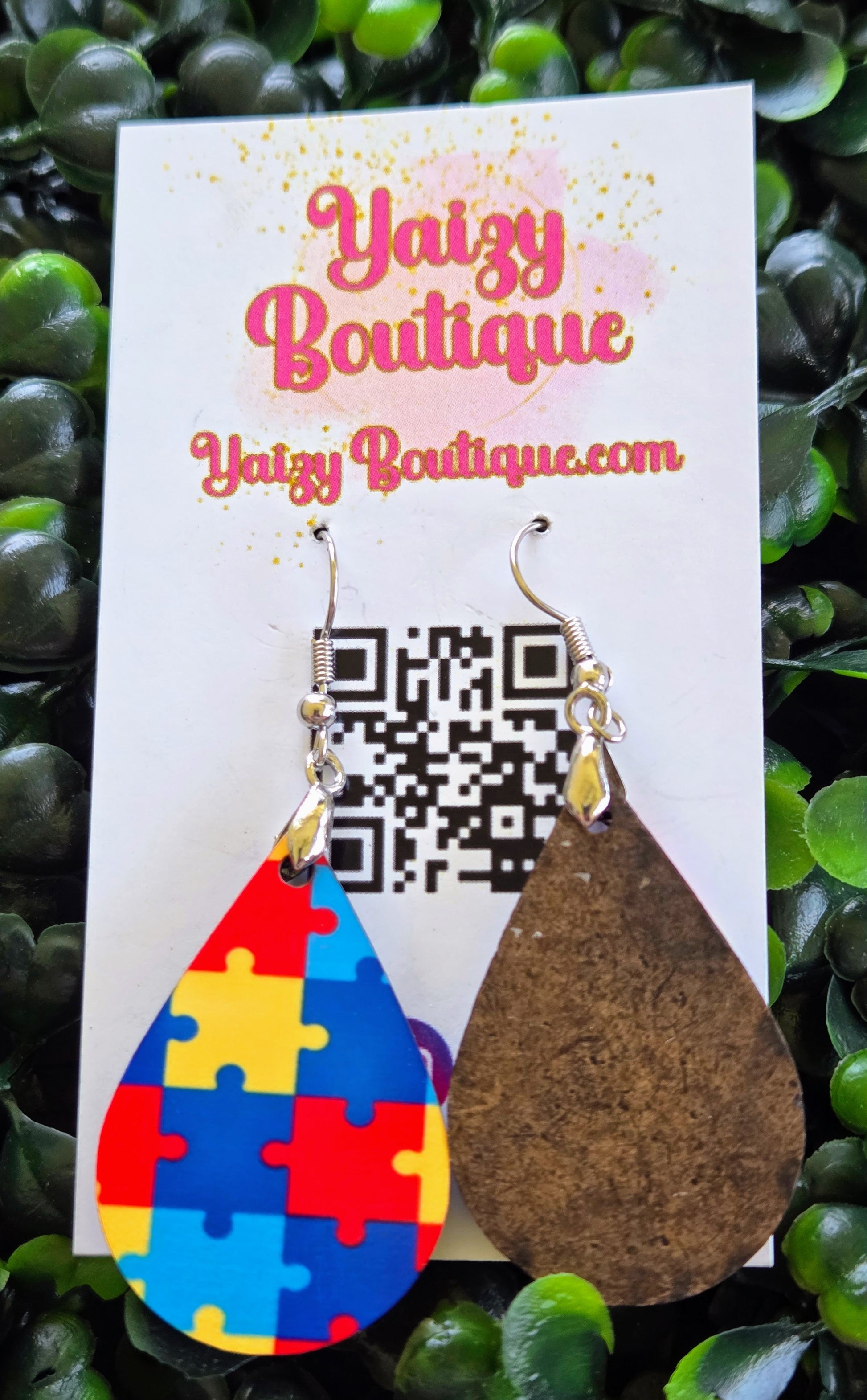 Handmade Puzzle Piece Teardrop Earrings – Colorful Autism Awareness Jewelry Yaizy Boutique