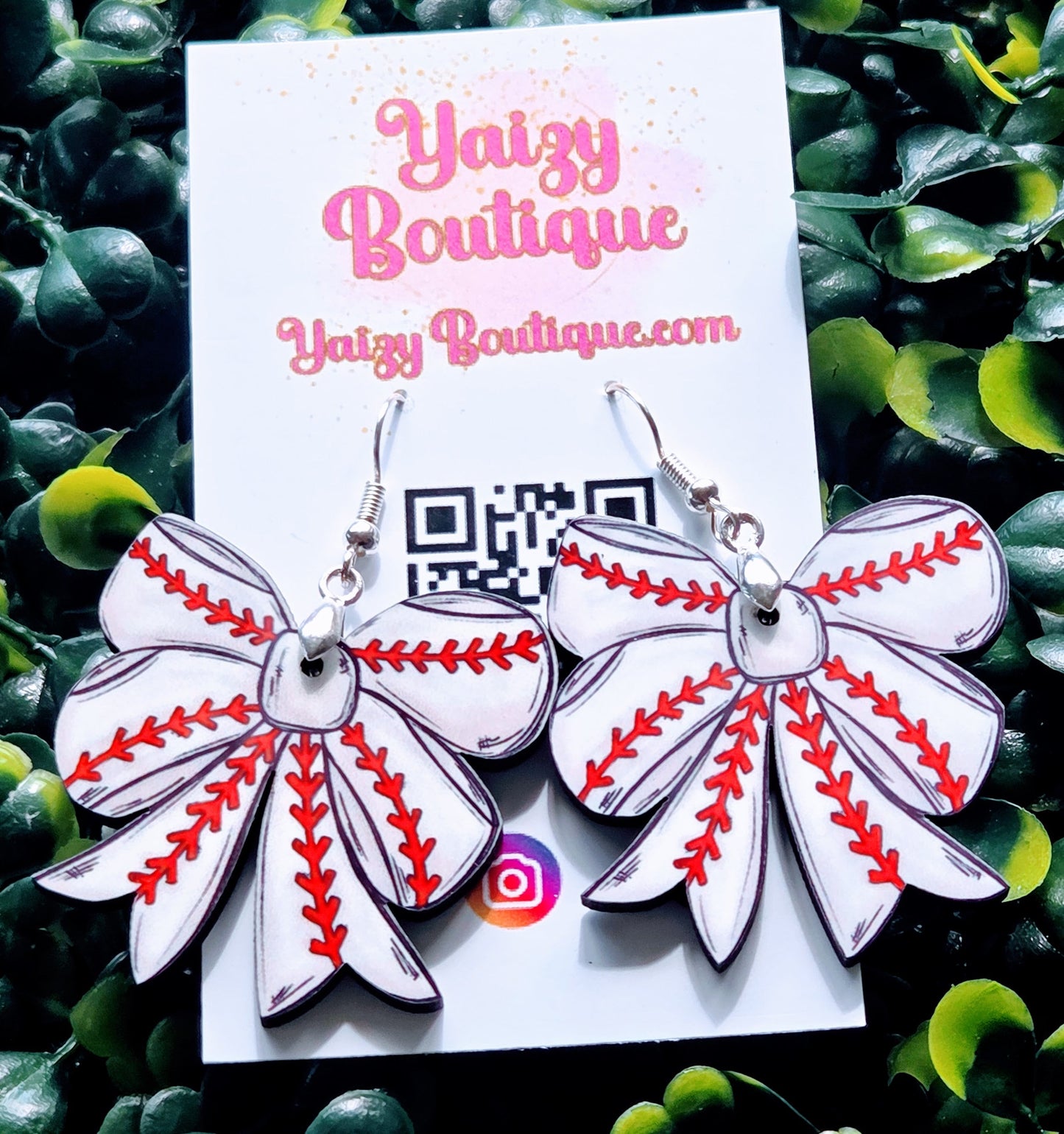 Handmade Baseball Bow Earrings – MDF Wood | Lightweight Sports Jewelry Yaizy Boutique
