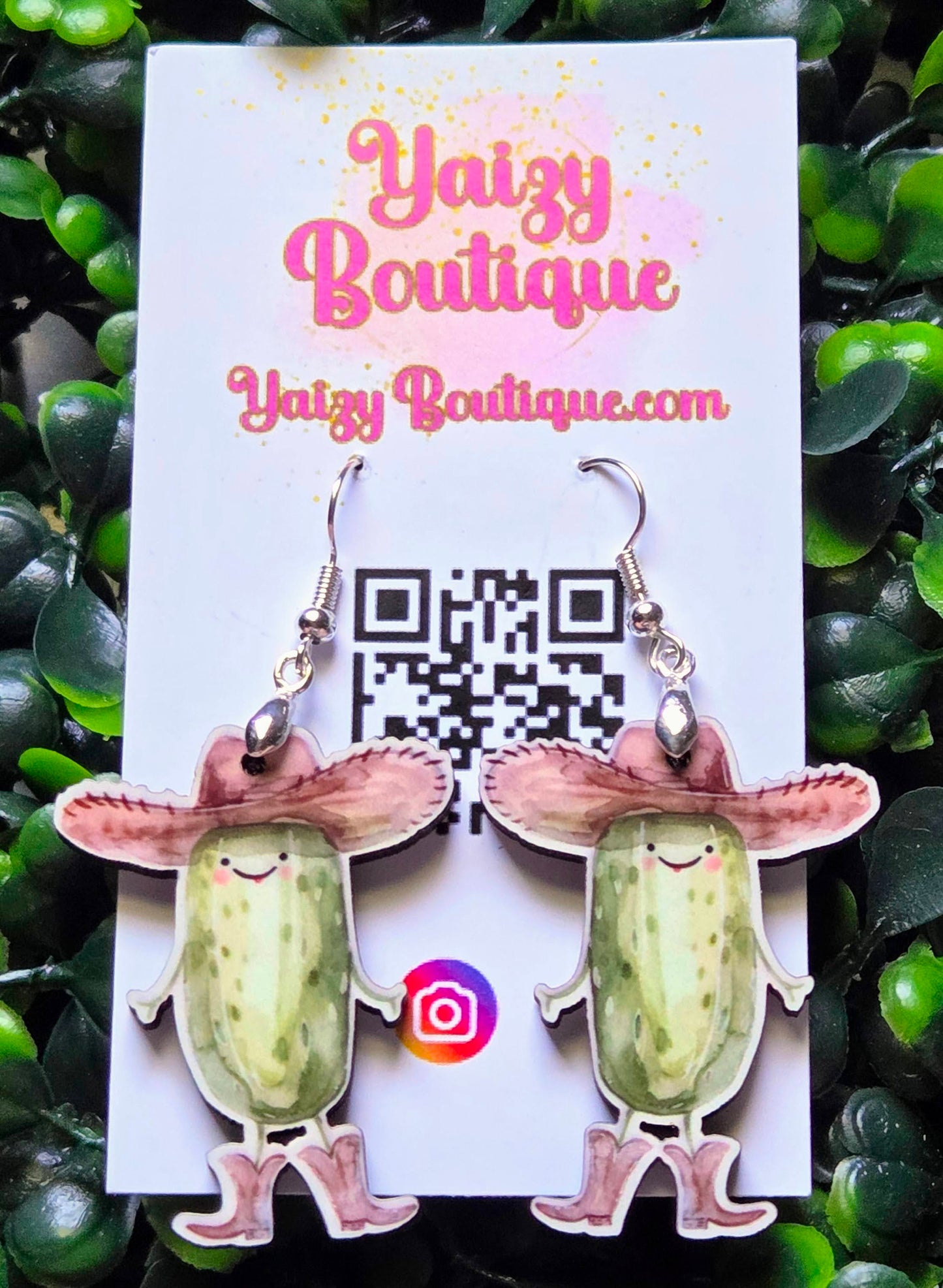 Cowboy Pickle Earrings – Funny Handmade Teardrop Earrings with Western Vibes Yaizy Boutique