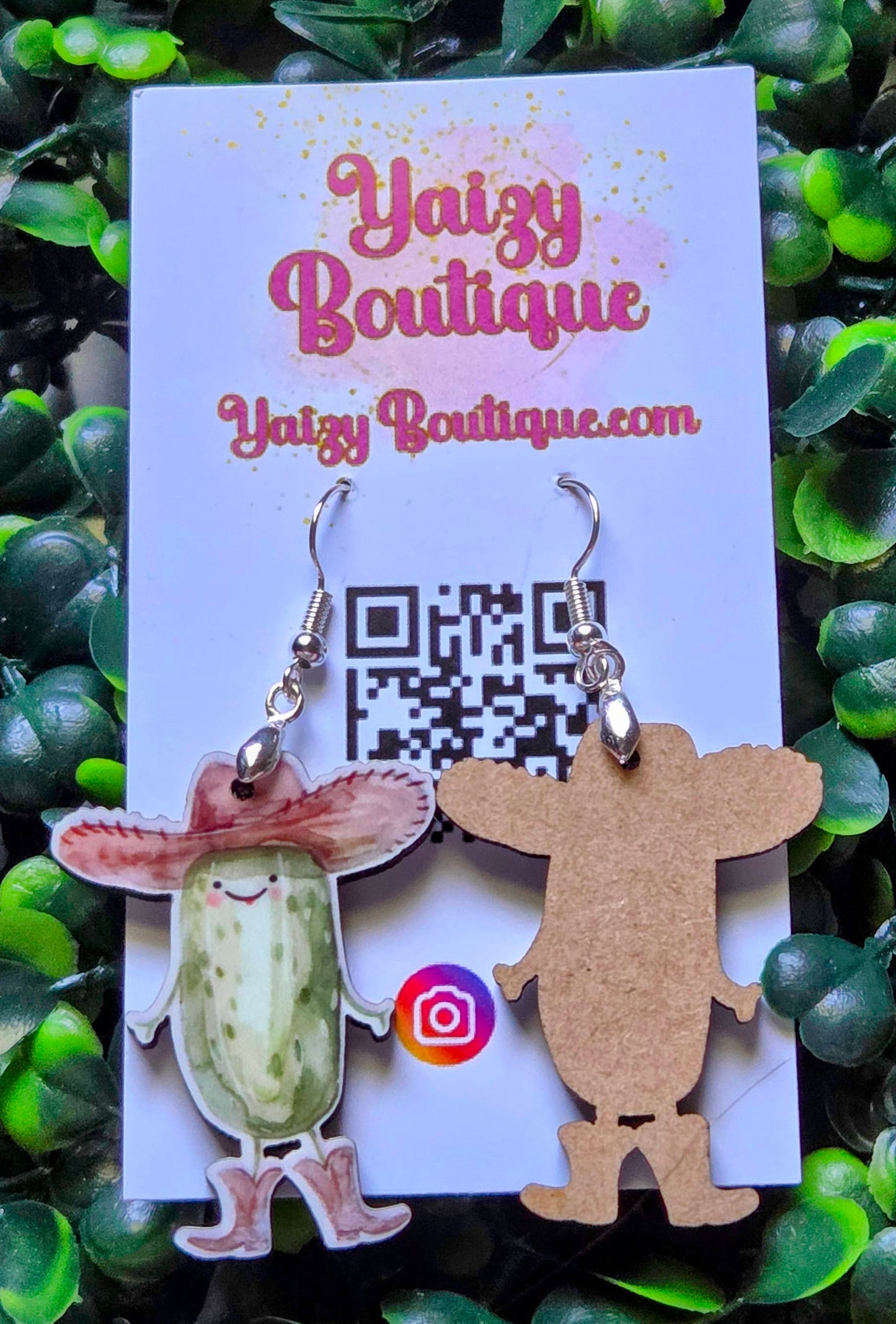 Cowboy Pickle Earrings – Funny Handmade Teardrop Earrings with Western Vibes Yaizy Boutique