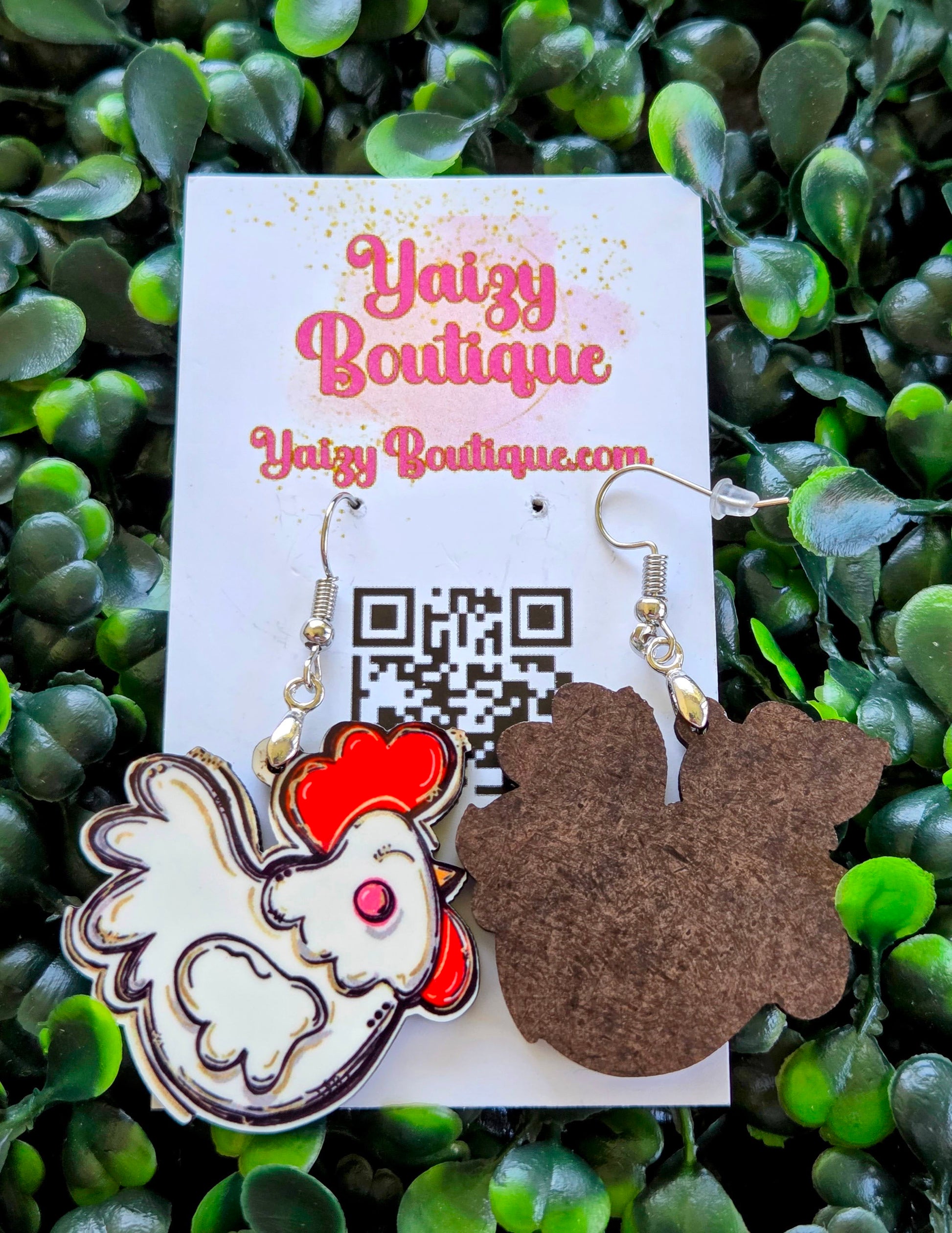 Handmade Chicken Earrings – Farmhouse Style MDF Wood | Lightweight & Fun Yaizy Boutique